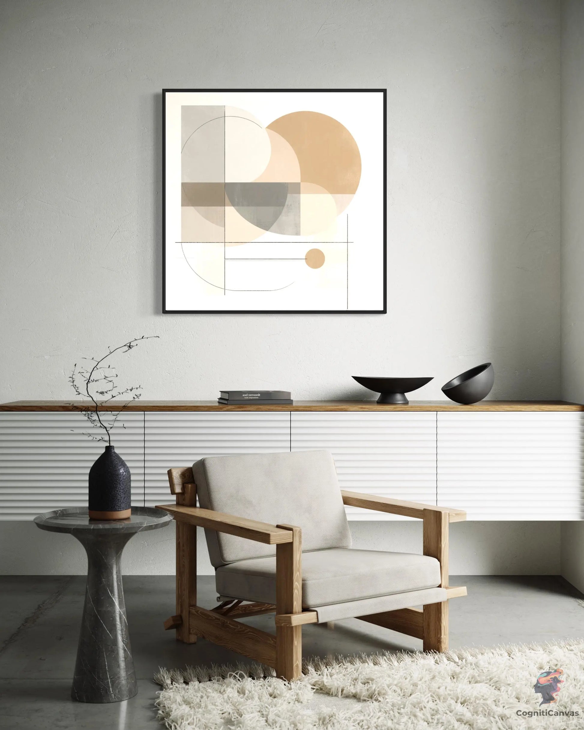 Chic Minimalist Abstract Art: Muted Tones Geometric Shapes | Minimalist Abstract Art CognitiCanvas