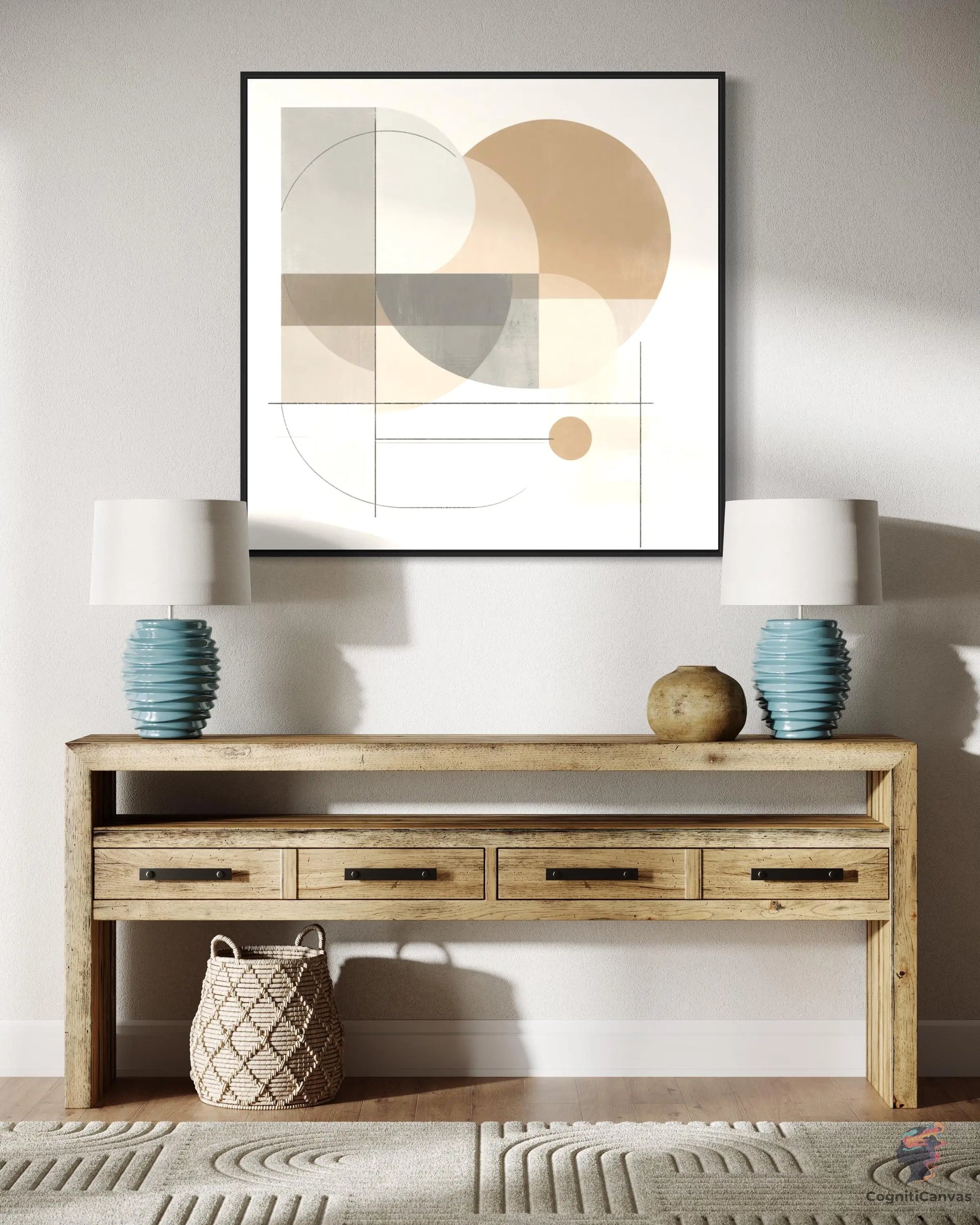 Chic Minimalist Abstract Art: Muted Tones Geometric Shapes | Minimalist Abstract Art CognitiCanvas