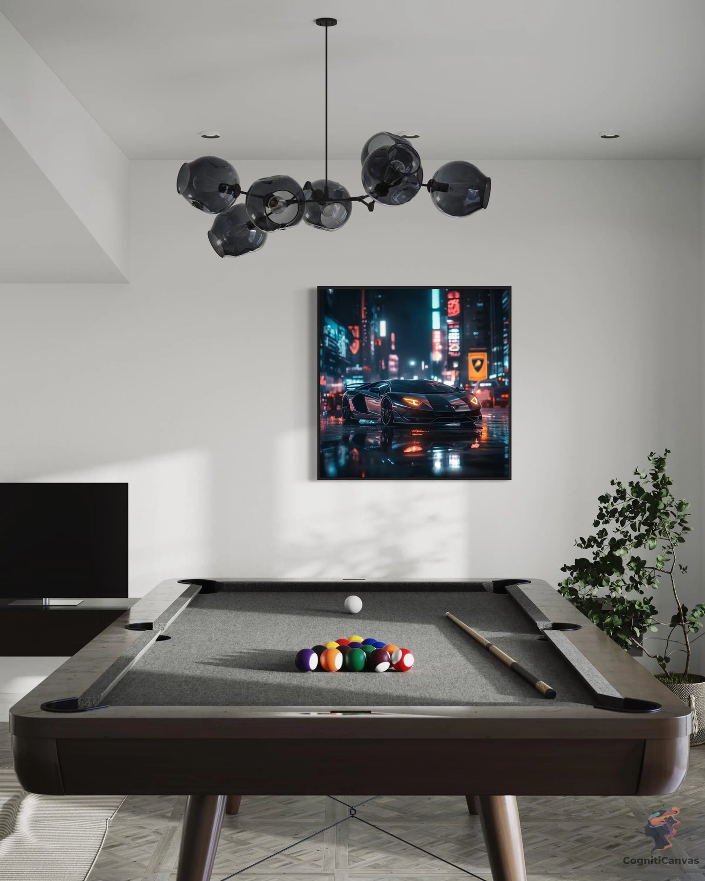 Cyberpunk Lamborghini Supercar Digital Art Print | Futuristic Neon City Scene | Wall Art Download for Car Enthusiasts, Gamers, & Tech Lovers CognitiCanvas