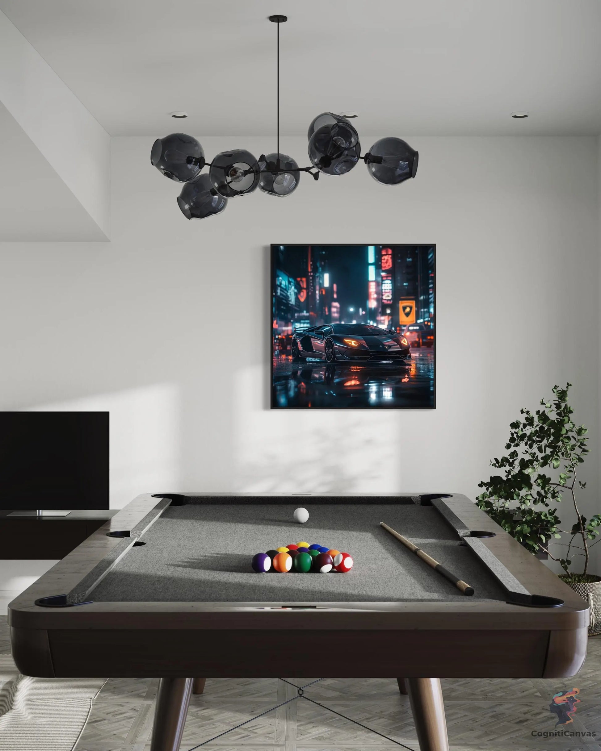 Cyberpunk Lamborghini Supercar Digital Art Print | Futuristic Neon City Scene | Wall Art Download for Car Enthusiasts, Gamers, & Tech Lovers CognitiCanvas
