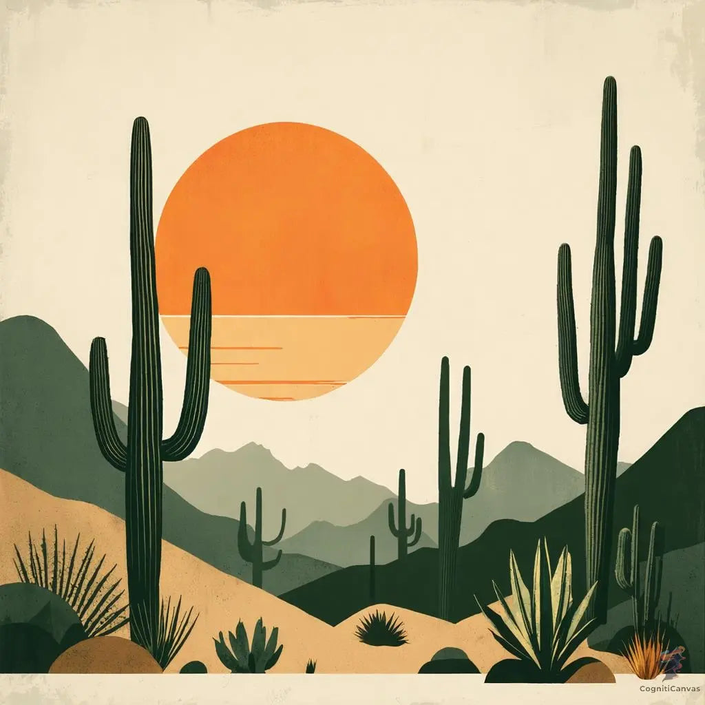 Desert Wall Art - Modern Saguaro Art Print CognitiCanvas