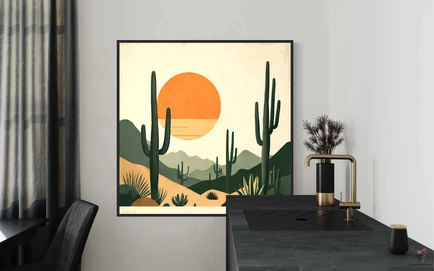 Desert Wall Art - Modern Saguaro Art Print CognitiCanvas