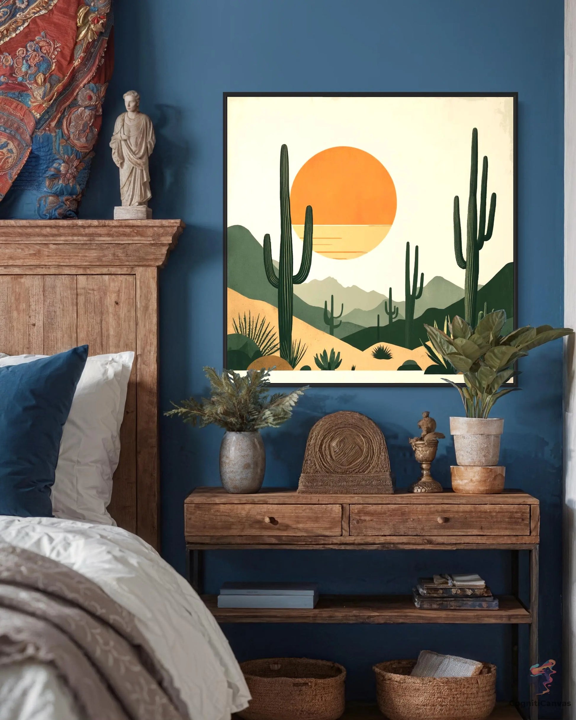 Desert Wall Art - Modern Saguaro Art Print CognitiCanvas