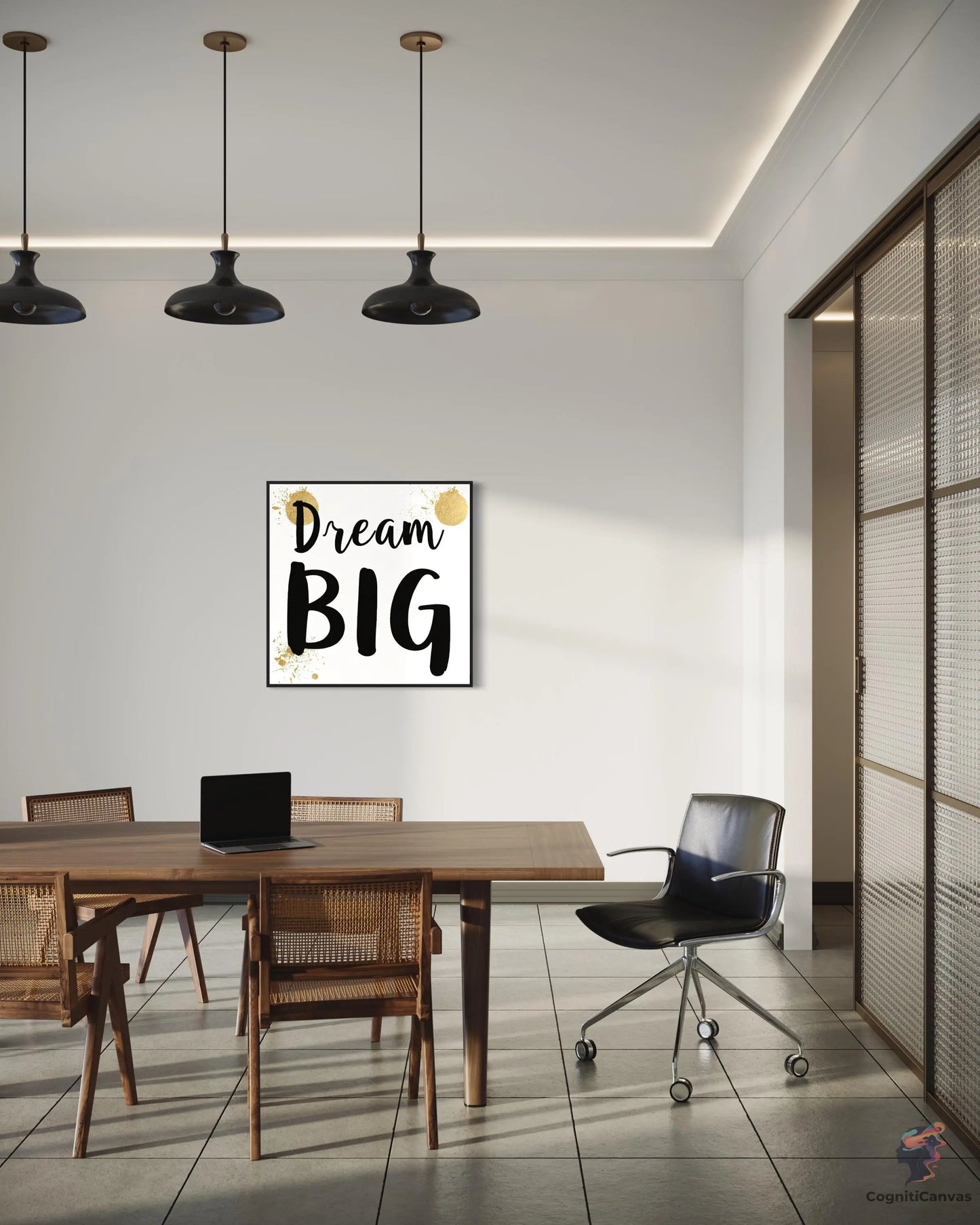 Dream Big Printable Wall Art – Modern Minimalist Digital Download with Gold Accents CognitiCanvas