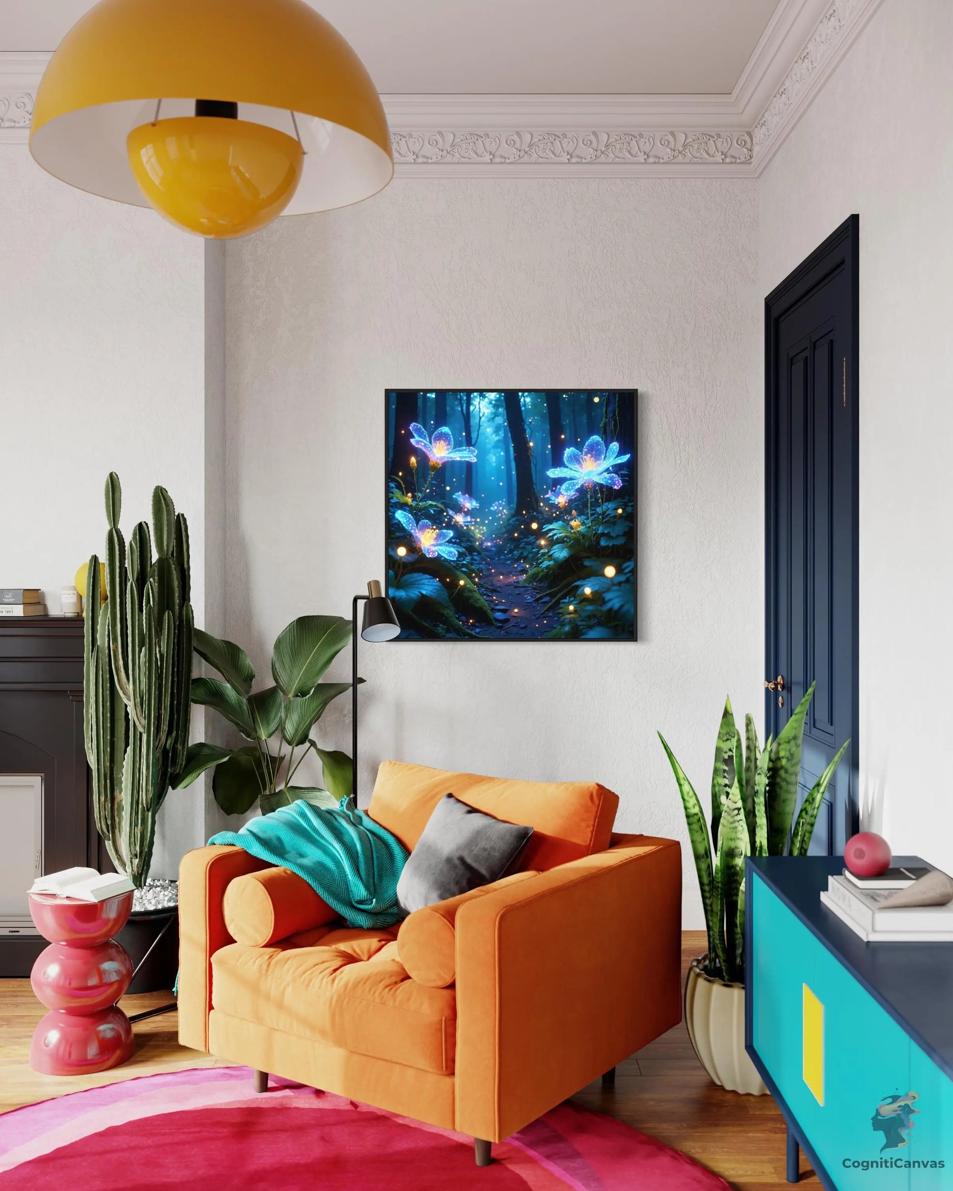 Dreamy Bioluminescent Forest | Modern Digital Wall Art CognitiCanvas