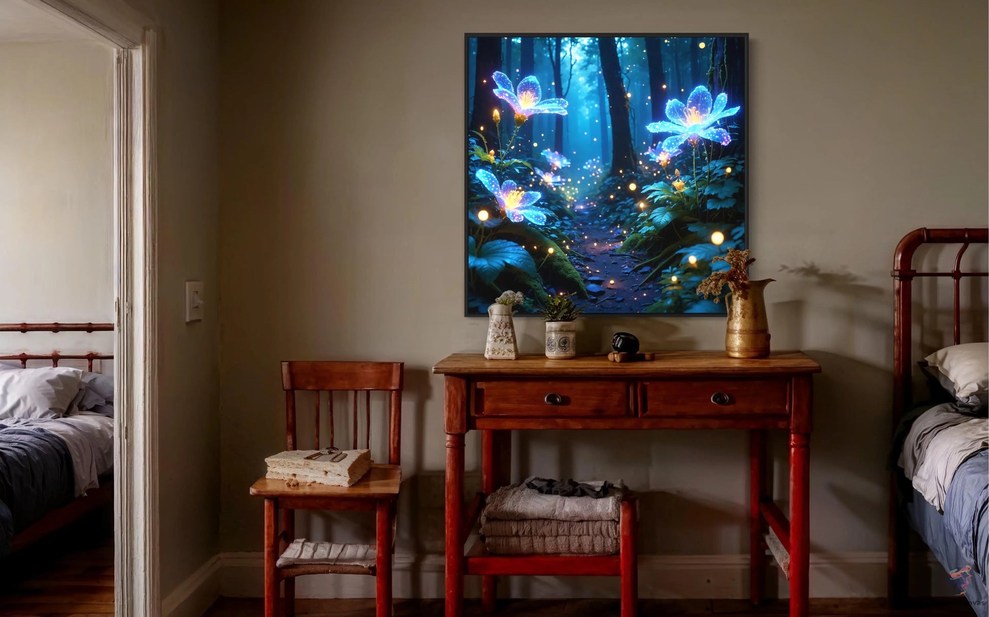 Dreamy Bioluminescent Forest | Modern Digital Wall Art CognitiCanvas