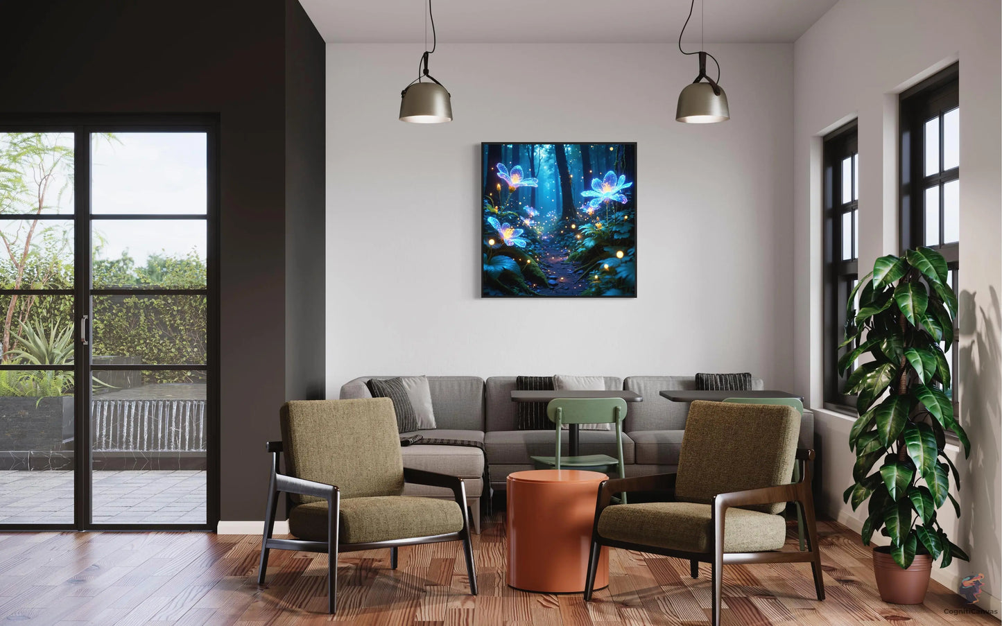 Dreamy Bioluminescent Forest | Modern Digital Wall Art CognitiCanvas