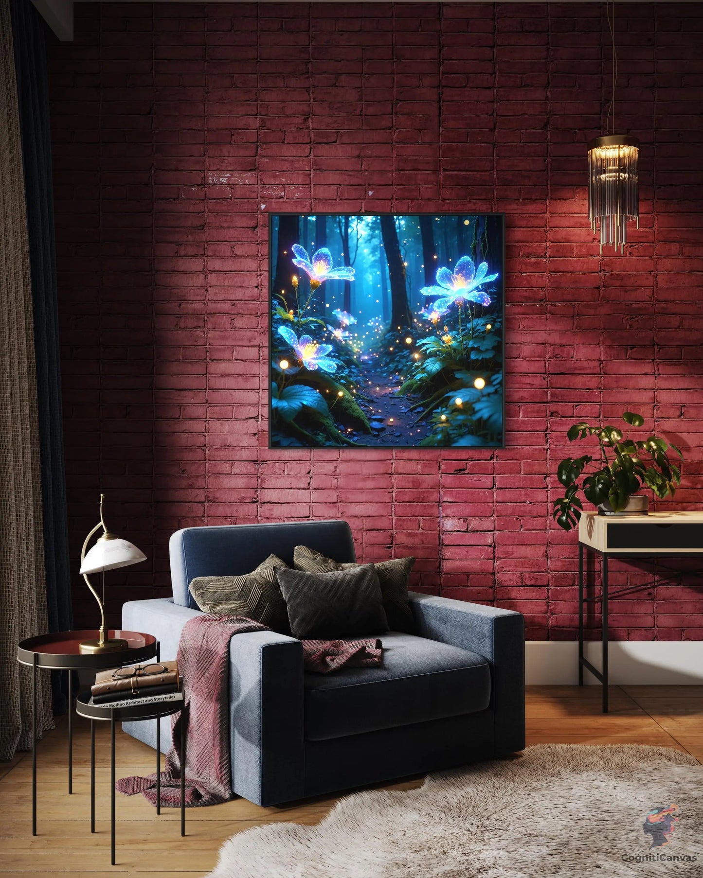 Dreamy Bioluminescent Forest | Modern Digital Wall Art CognitiCanvas