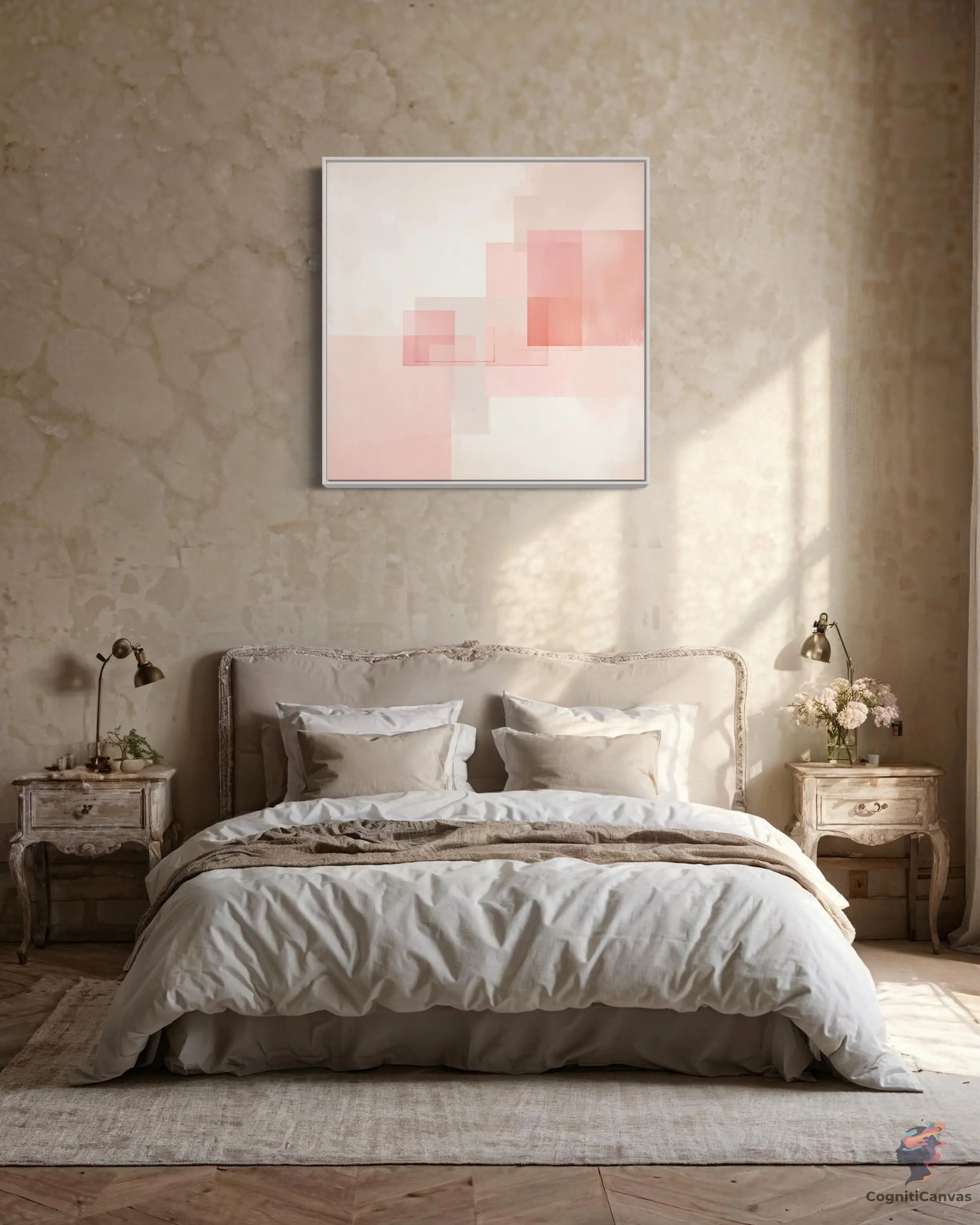 Dreamy Soft Pastel Pink Cream Abstract Watercolor Art | Modern Digital Wall Art CognitiCanvas