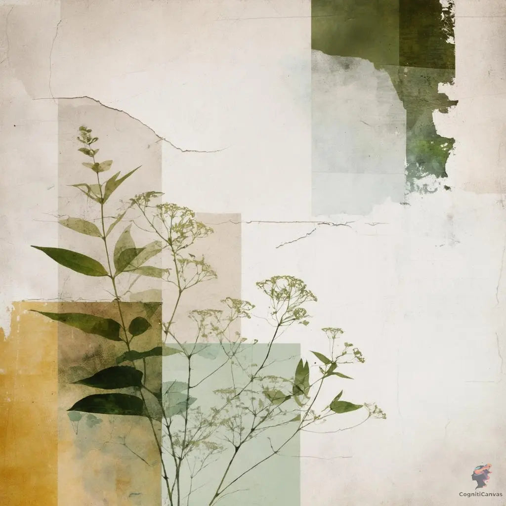 Earthy Tones Botanical Collage | Modern Digital Wall Art CognitiCanvas