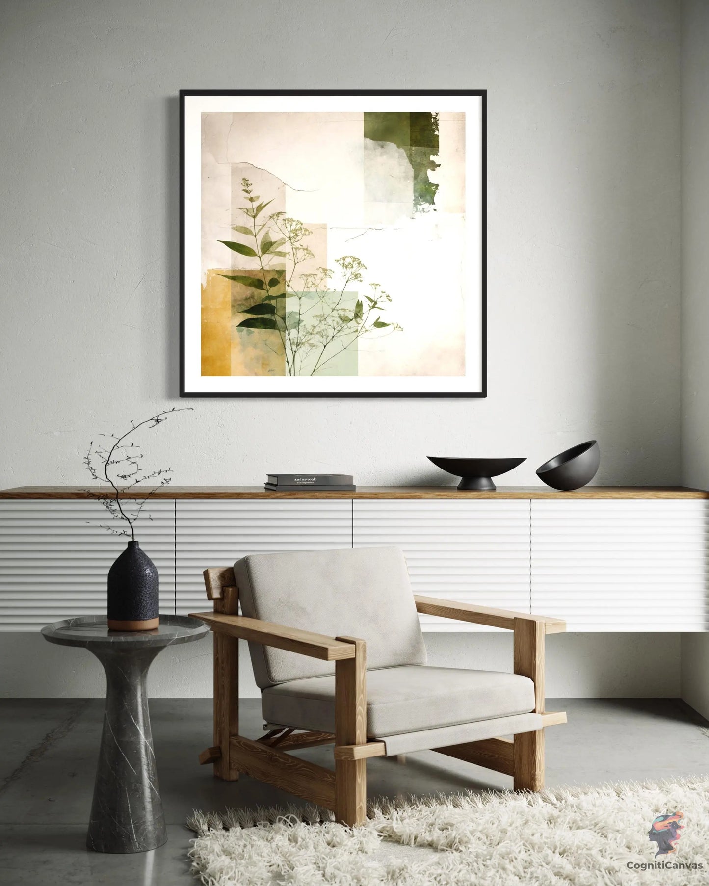 Earthy Tones Botanical Collage | Modern Digital Wall Art CognitiCanvas