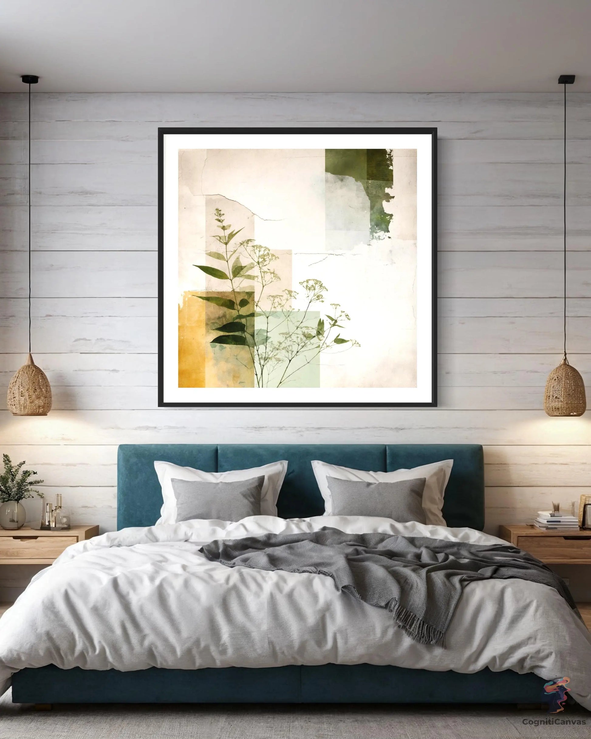 Earthy Tones Botanical Collage | Modern Digital Wall Art CognitiCanvas