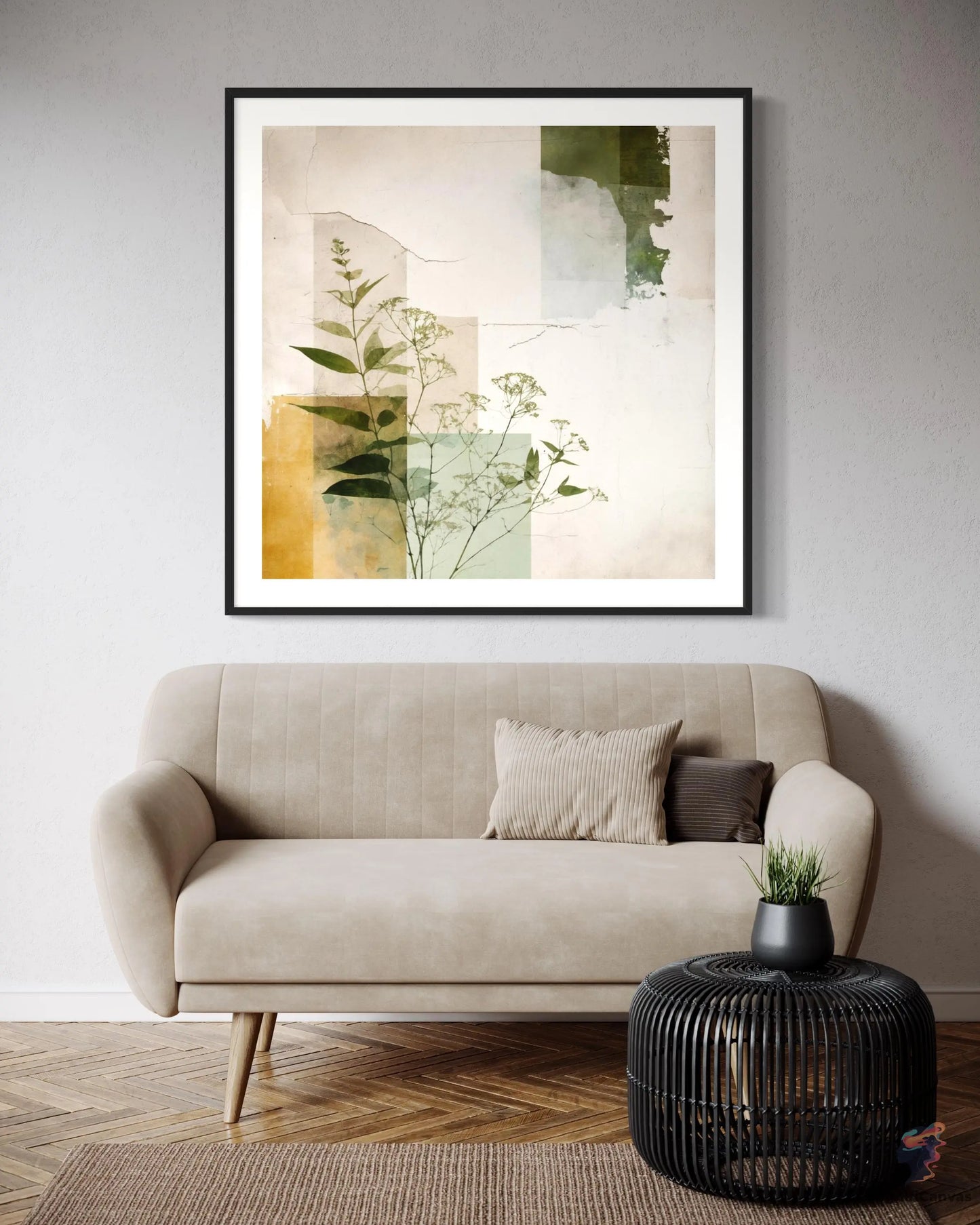 Earthy Tones Botanical Collage | Modern Digital Wall Art CognitiCanvas