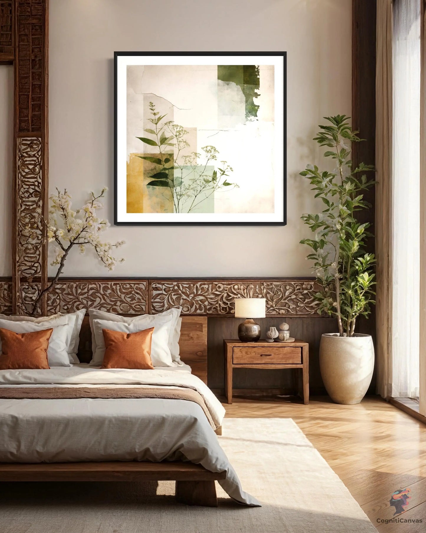 Earthy Tones Botanical Collage | Modern Digital Wall Art CognitiCanvas