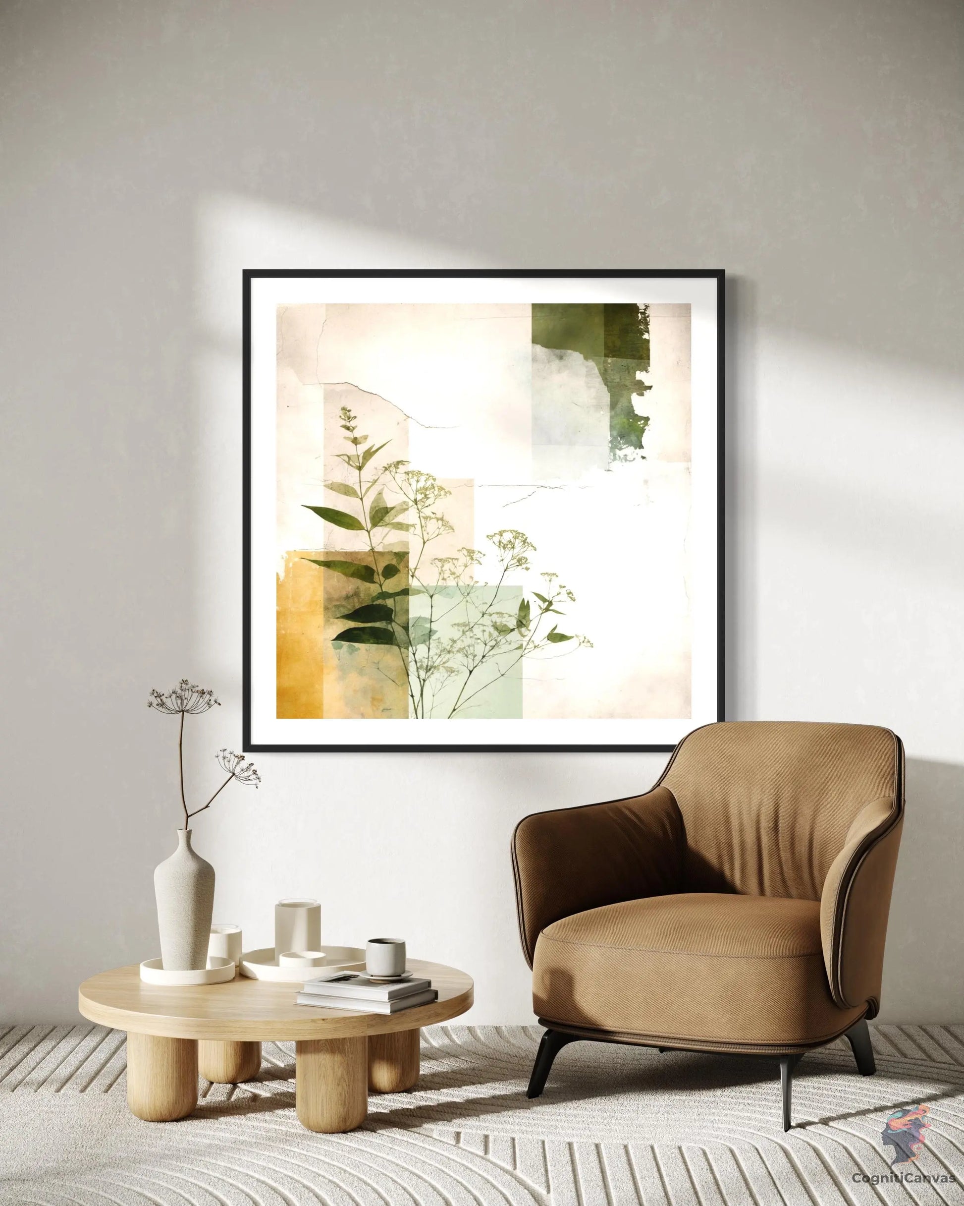 Earthy Tones Botanical Collage | Modern Digital Wall Art CognitiCanvas