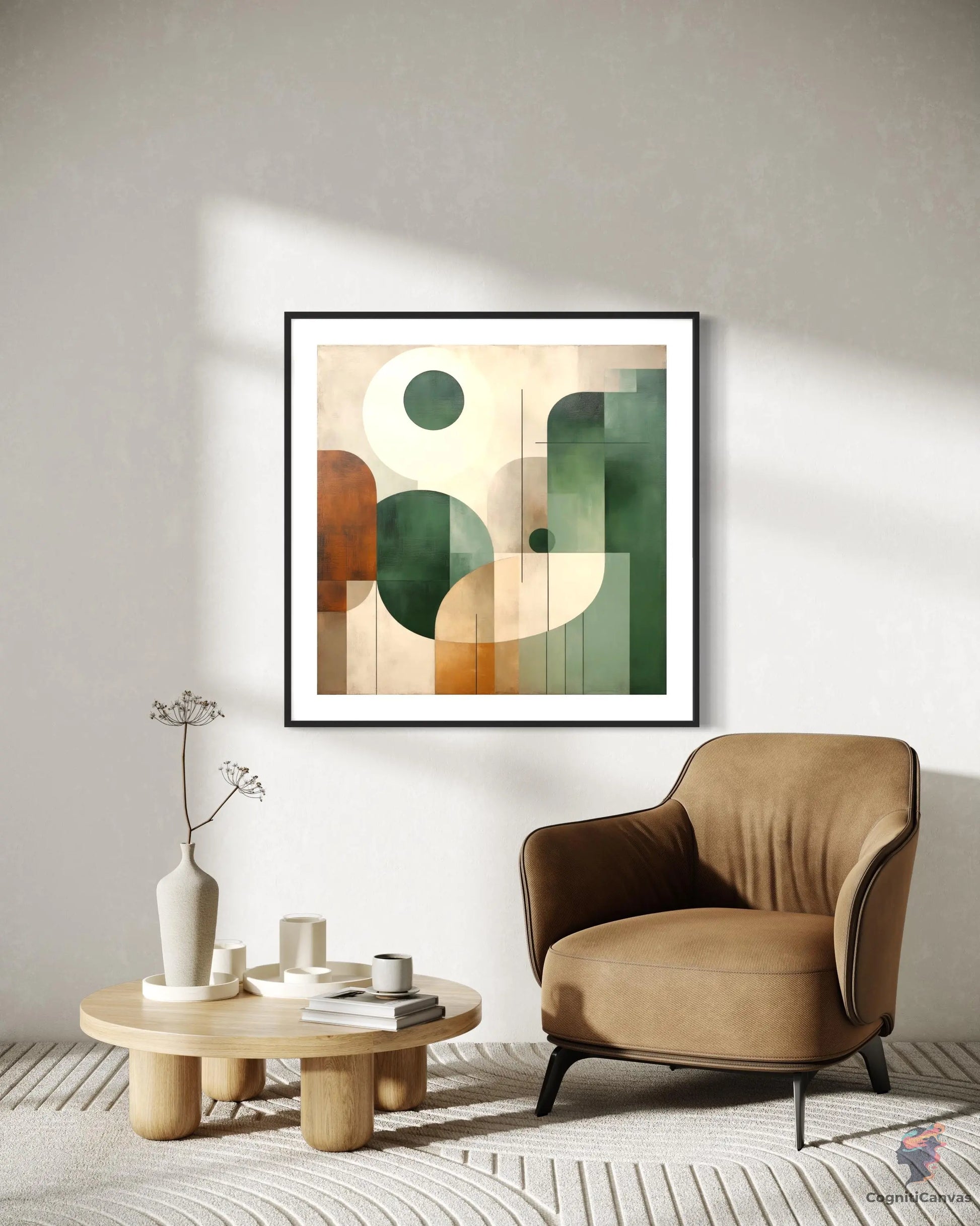 Earthy Tones Modern Minimalist Wall Art - Balanced Composition | Modern Digital Wall Art CognitiCanvas