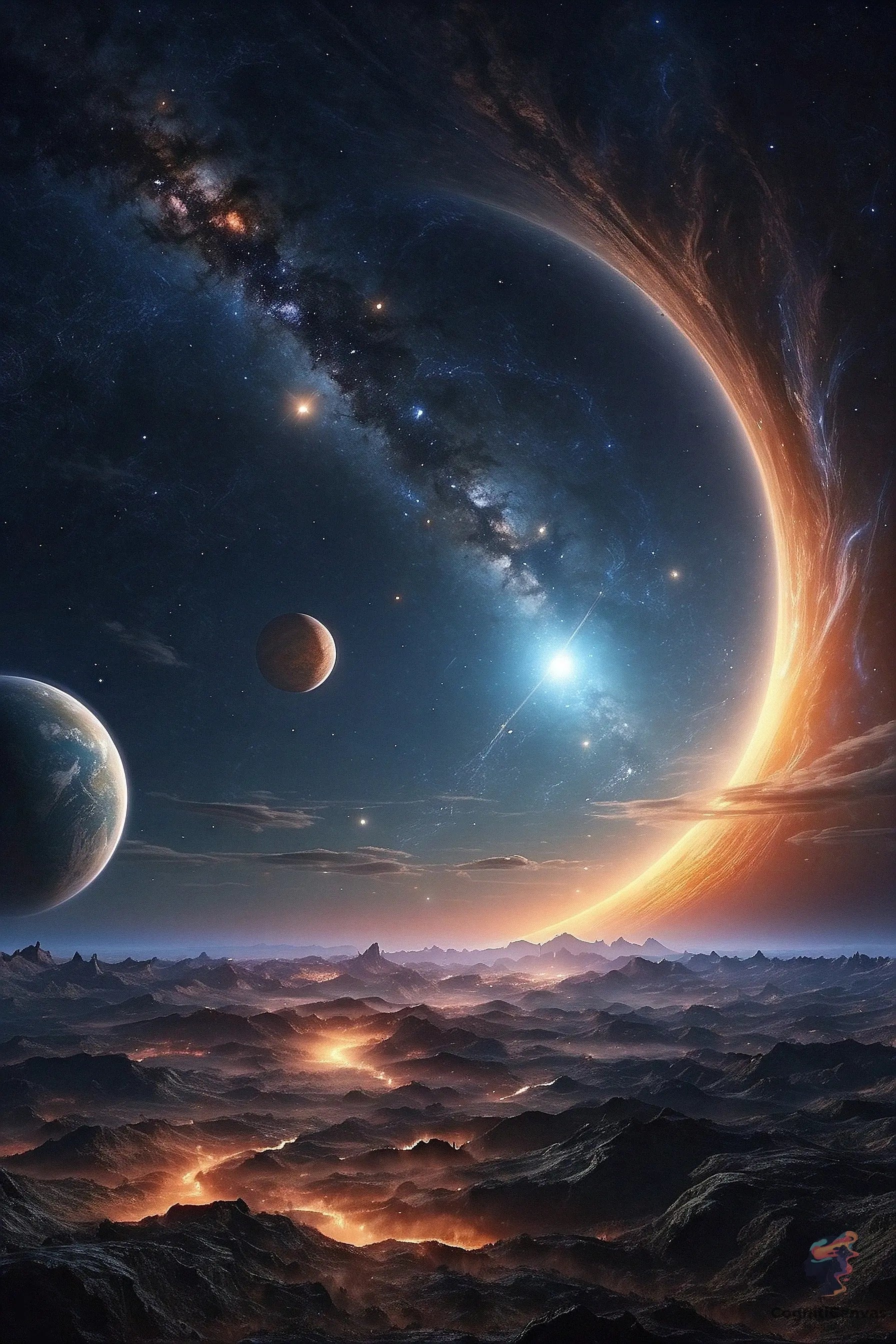 Epic Cosmic Landscape - Digital Download | Stunning Sci-Fi Wall Art with Planets and Galaxies CognitiCanvas