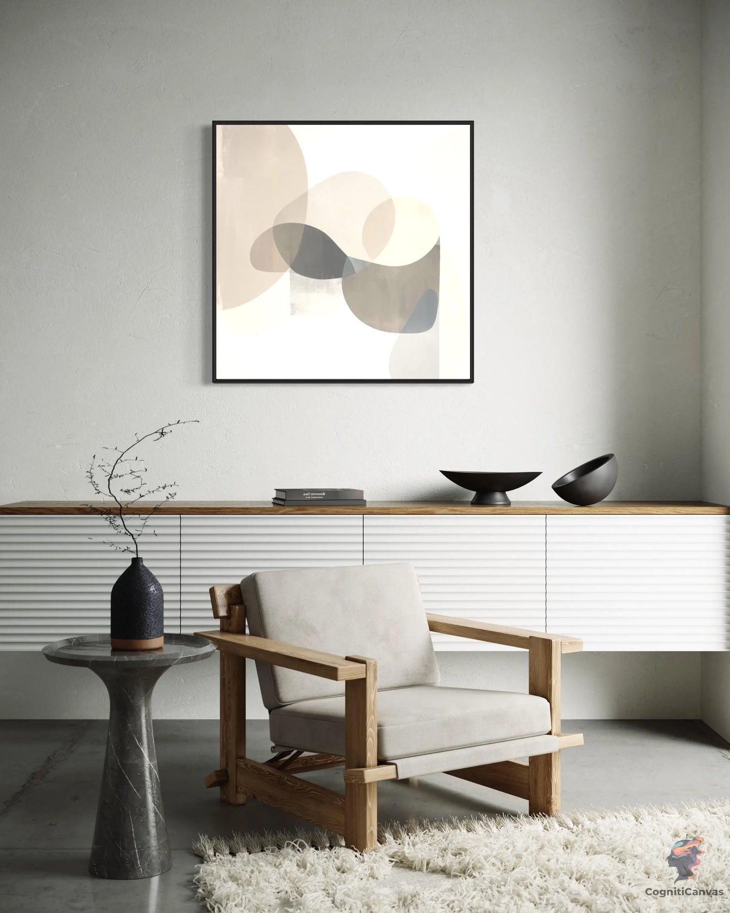 Harmonious Minimalist Art Print - Overlapping Shapes | Modern Digital Wall Art CognitiCanvas