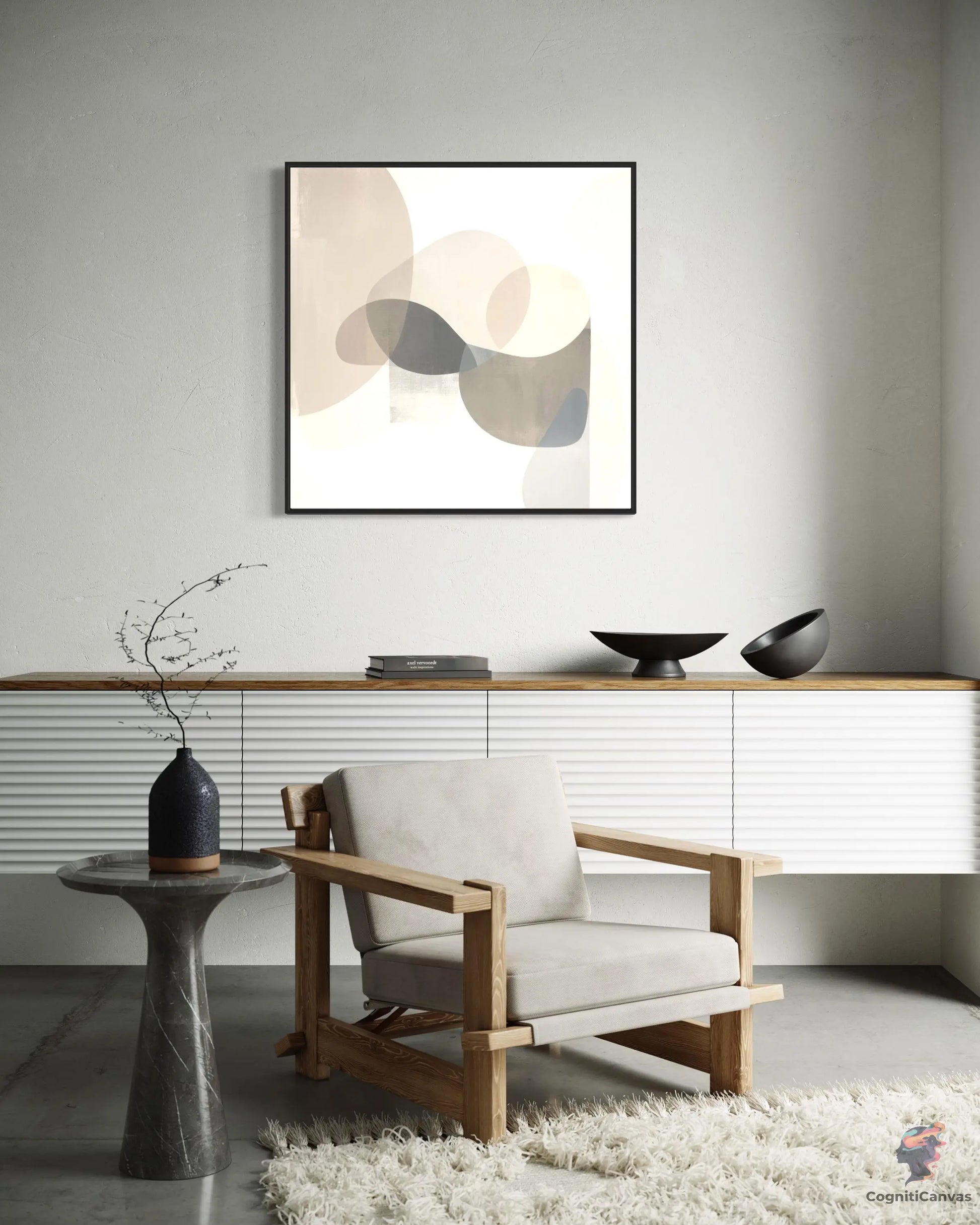 Harmonious Minimalist Art Print - Overlapping Shapes | Modern Digital Wall Art CognitiCanvas