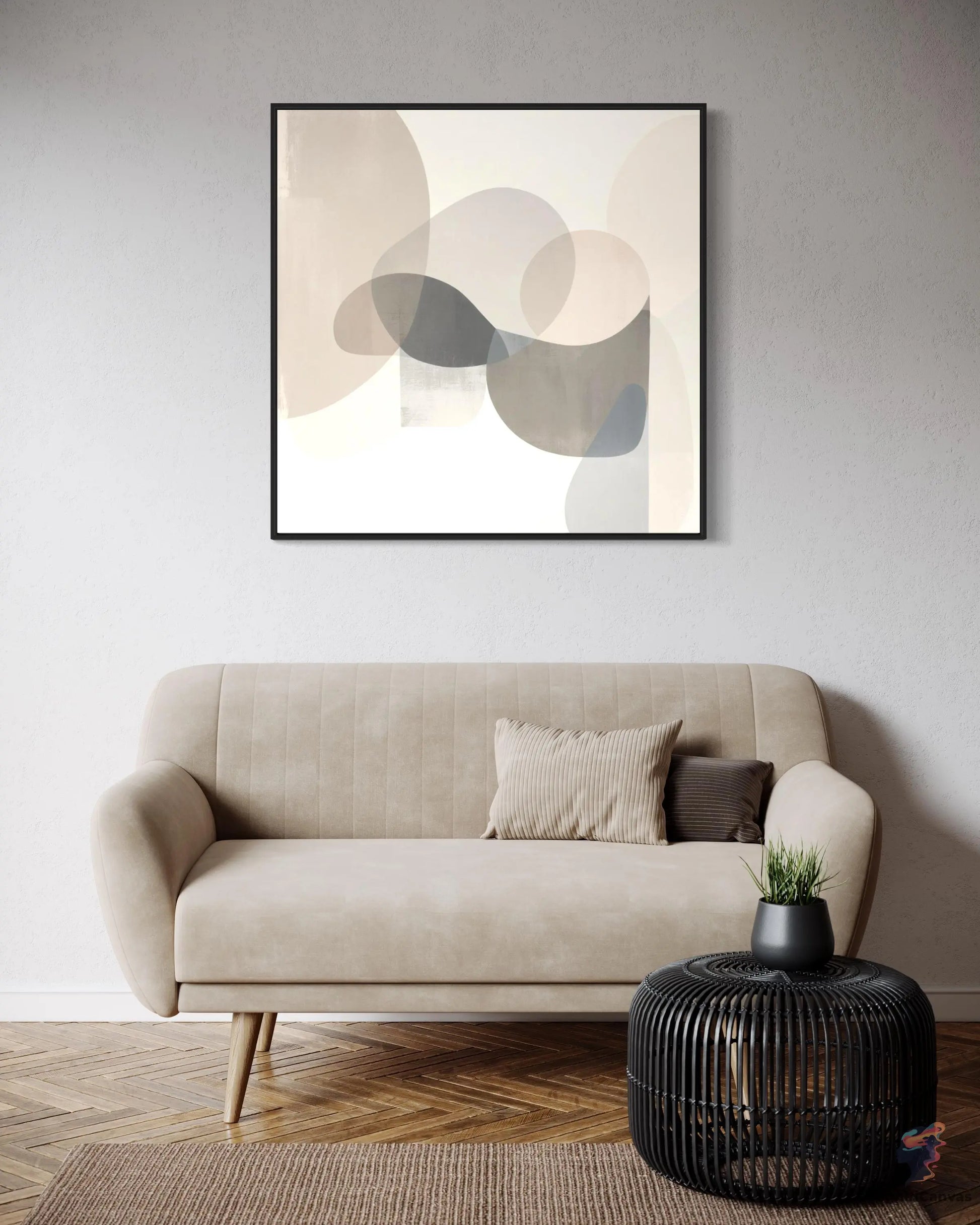 Harmonious Minimalist Art Print - Overlapping Shapes | Modern Digital Wall Art CognitiCanvas