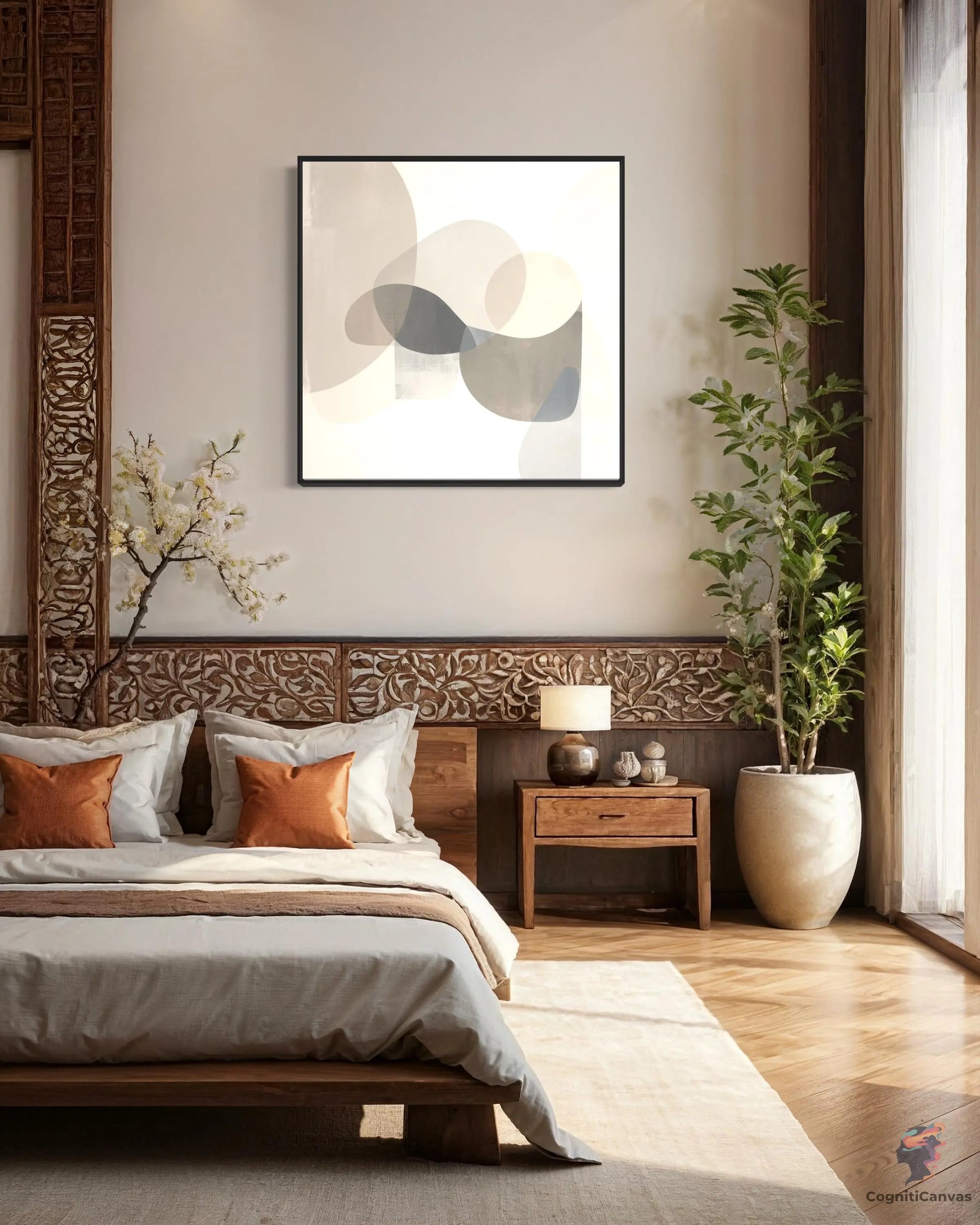 Harmonious Minimalist Art Print - Overlapping Shapes | Modern Digital Wall Art CognitiCanvas