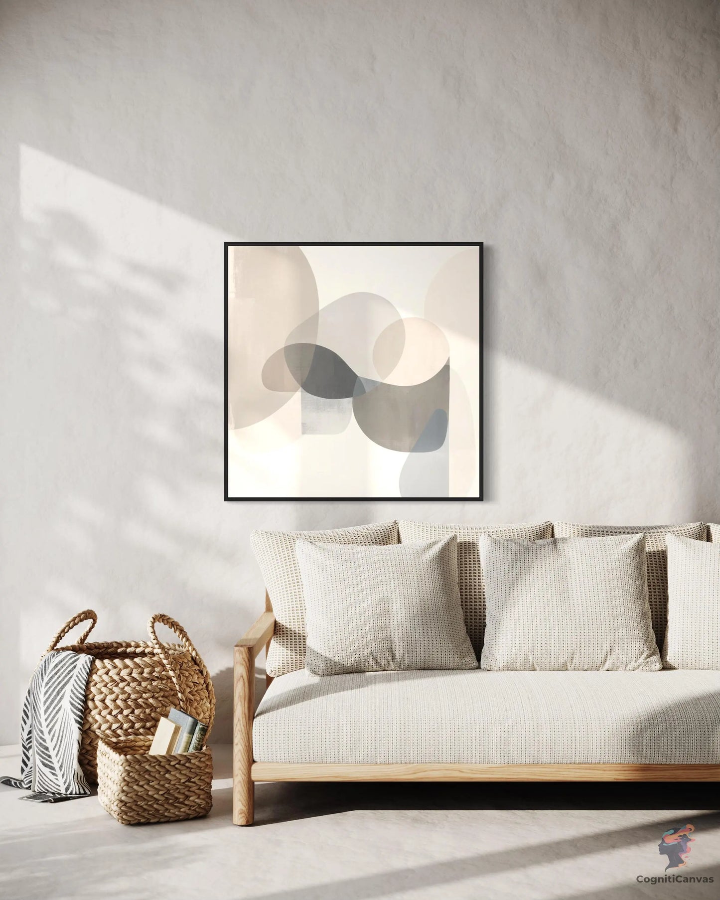 Harmonious Minimalist Art Print - Overlapping Shapes | Modern Digital Wall Art CognitiCanvas