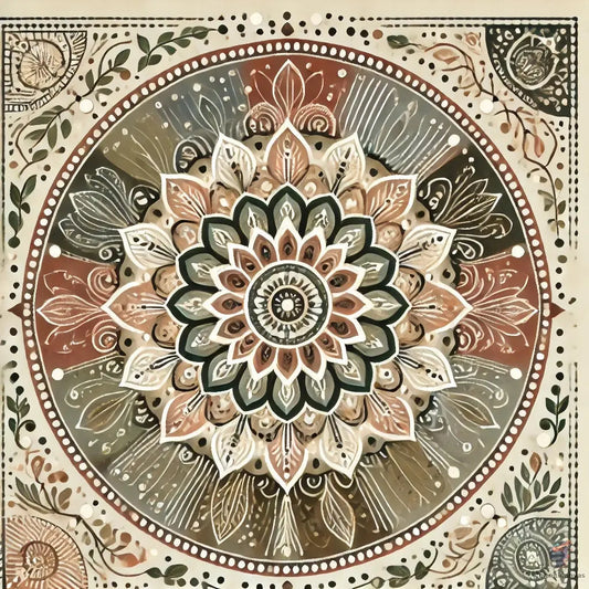 Intricate Bohemian Mandala Art Print - Earthy Tones Digital Download CognitiCanvas