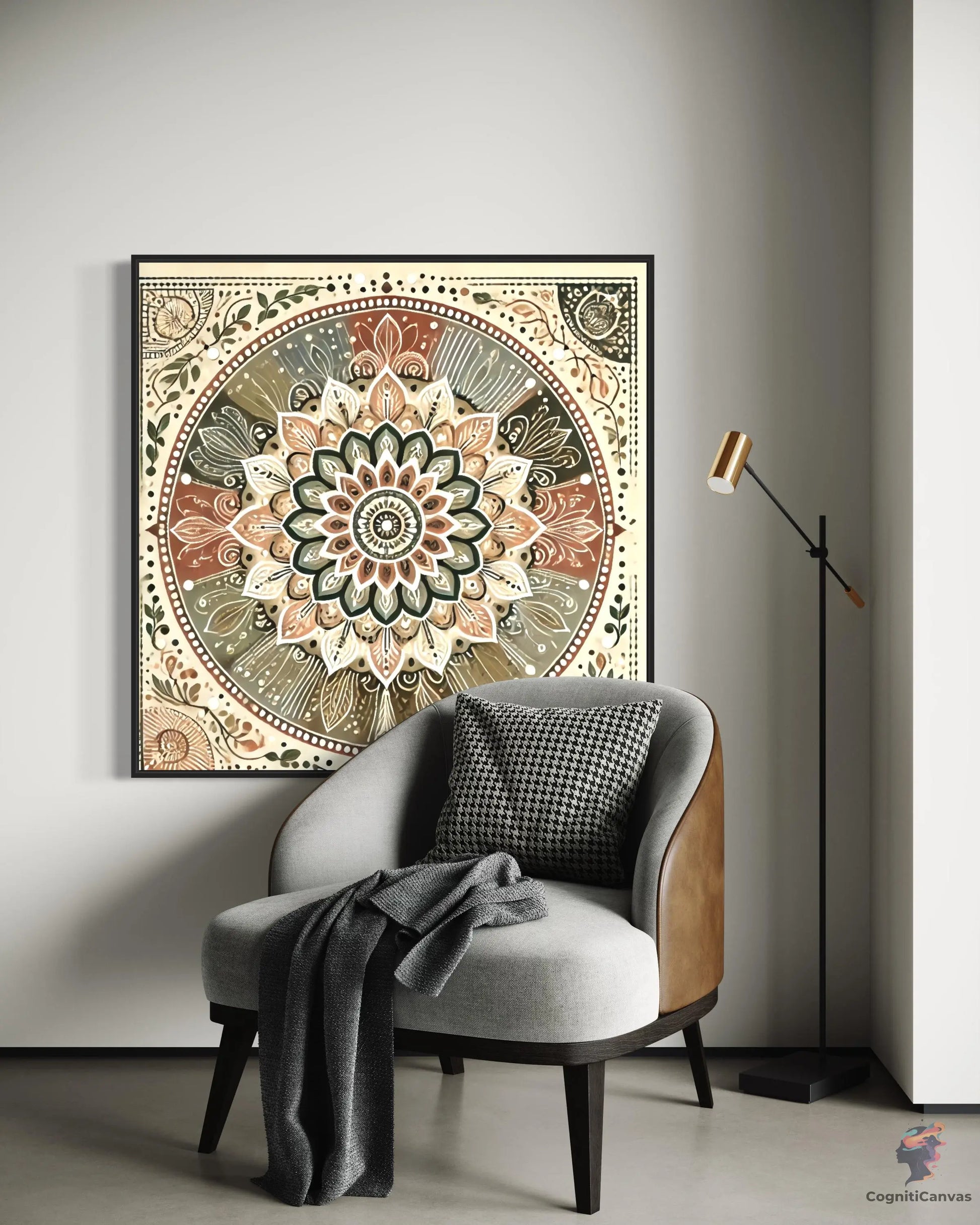 Intricate Bohemian Mandala Art Print - Earthy Tones Digital Download CognitiCanvas