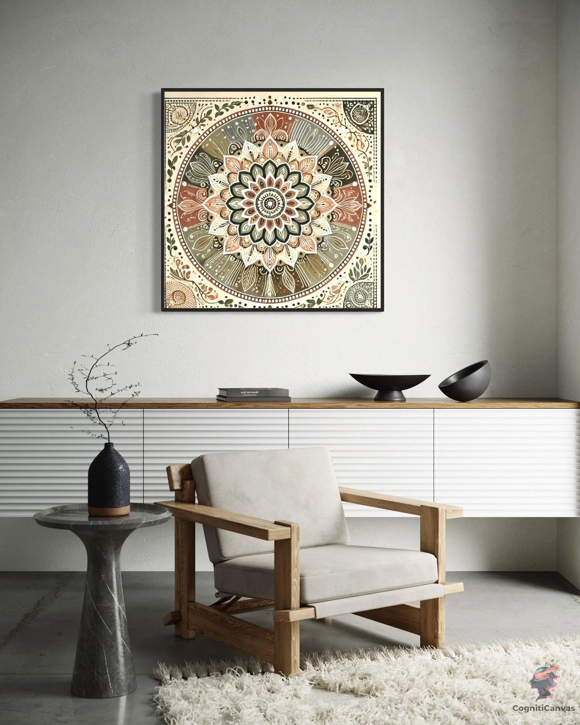 Intricate Bohemian Mandala Art Print - Earthy Tones Digital Download CognitiCanvas