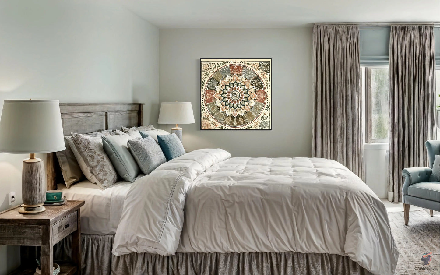 Intricate Bohemian Mandala Art Print - Earthy Tones Digital Download CognitiCanvas