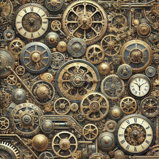 Intricate Steampunk Clockwork Gears - Digital Art Download | Vintage Industrial Wall Decor CognitiCanvas