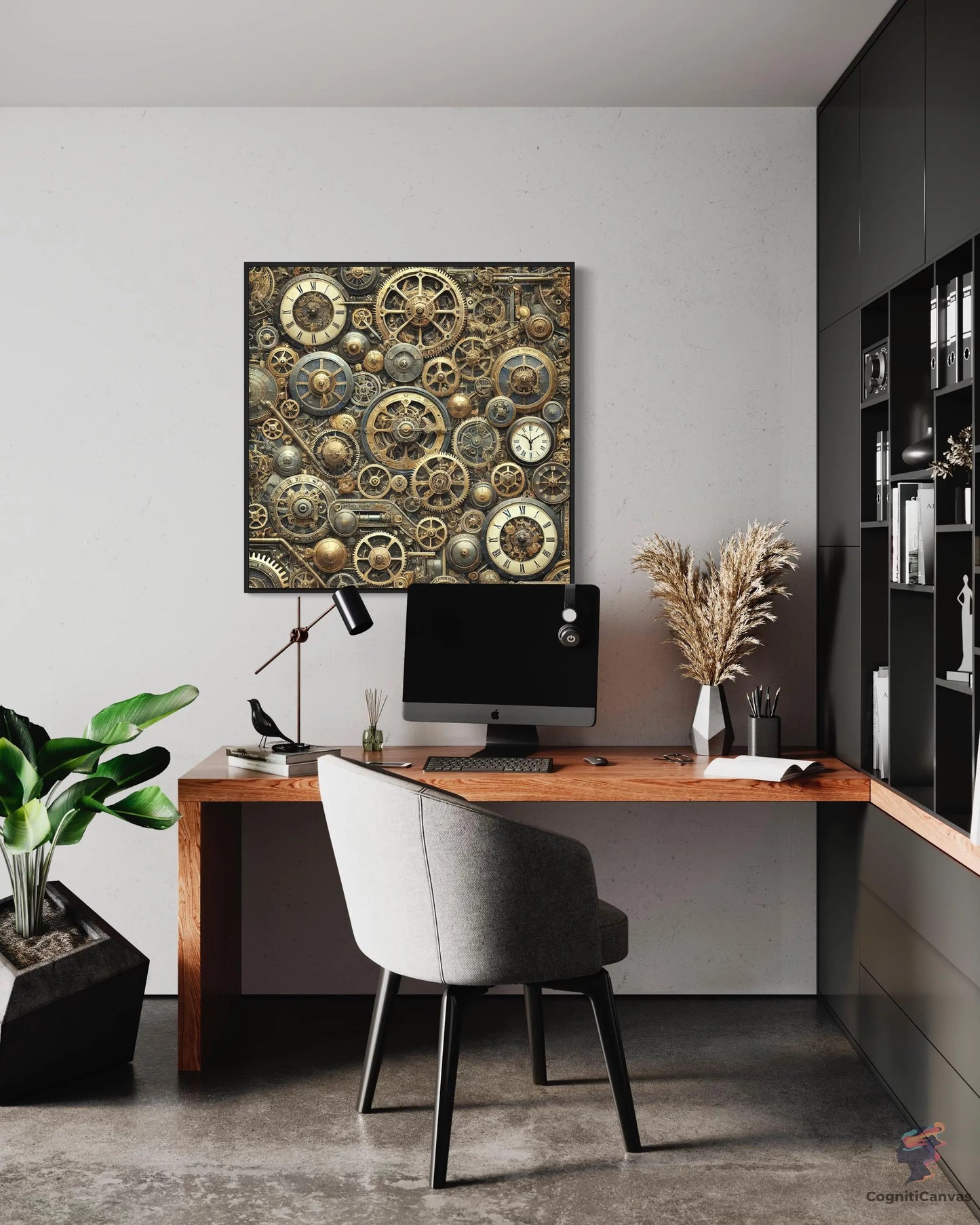 Intricate Steampunk Clockwork Gears - Digital Art Download | Vintage Industrial Wall Decor CognitiCanvas