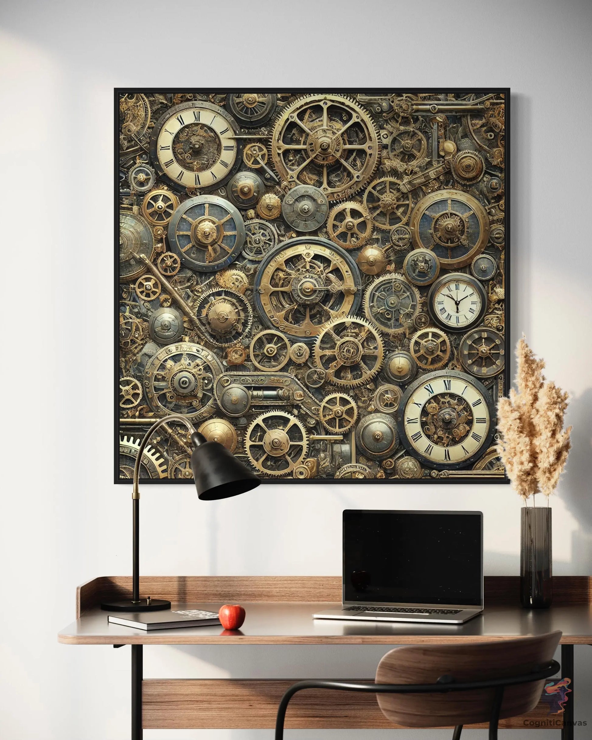 Intricate Steampunk Clockwork Gears - Digital Art Download | Vintage Industrial Wall Decor CognitiCanvas
