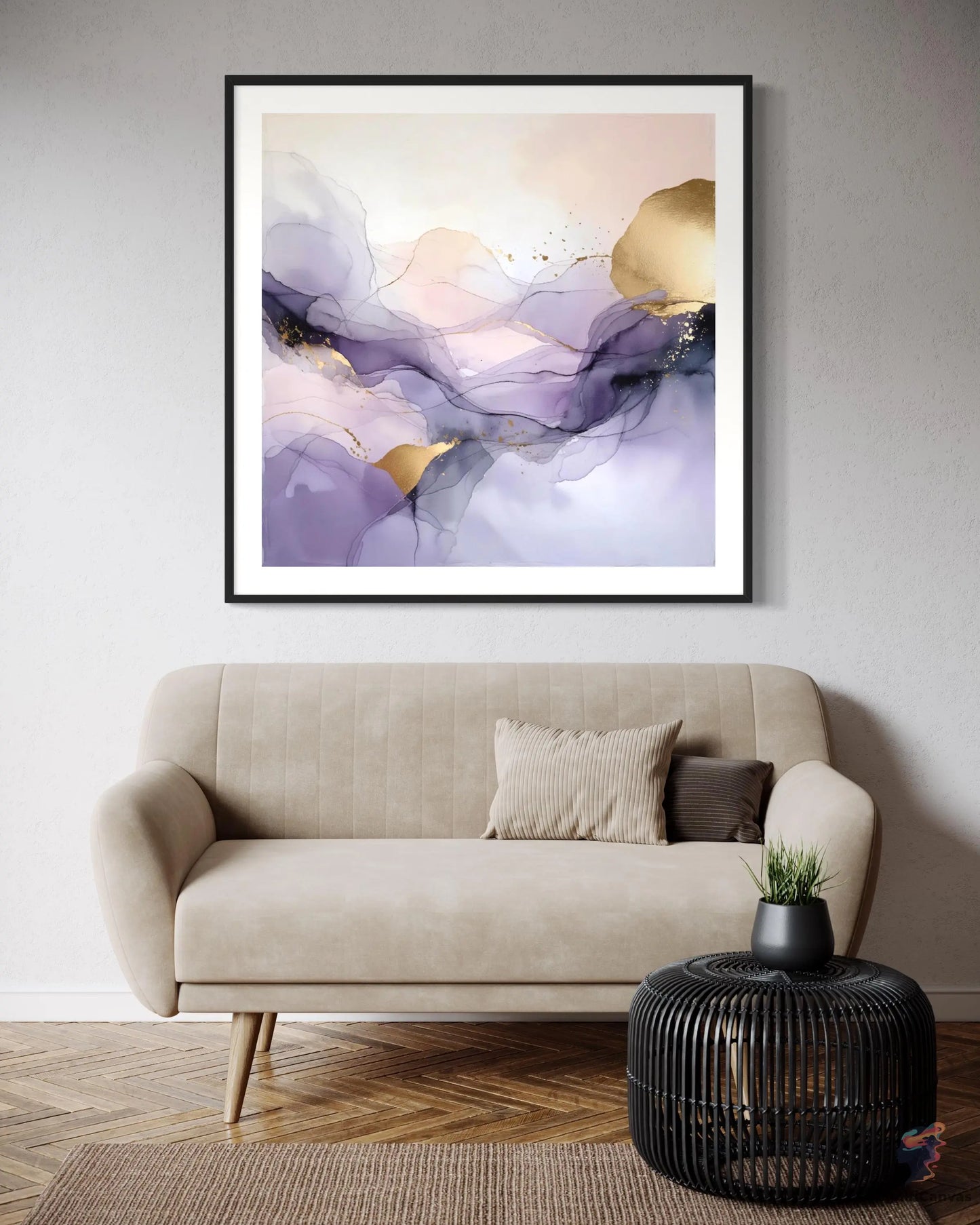 Lavender Gold Fluid Abstract Art | Modern Digital Wall Print CognitiCanvas