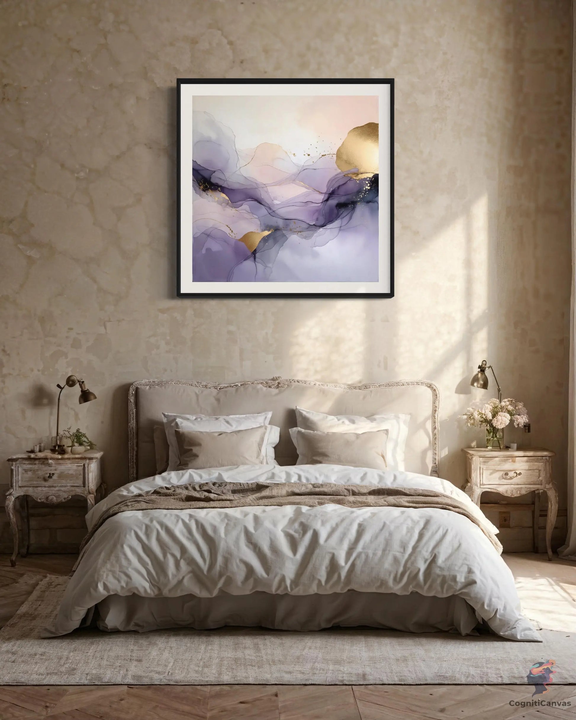 Lavender Gold Fluid Abstract Art | Modern Digital Wall Print CognitiCanvas