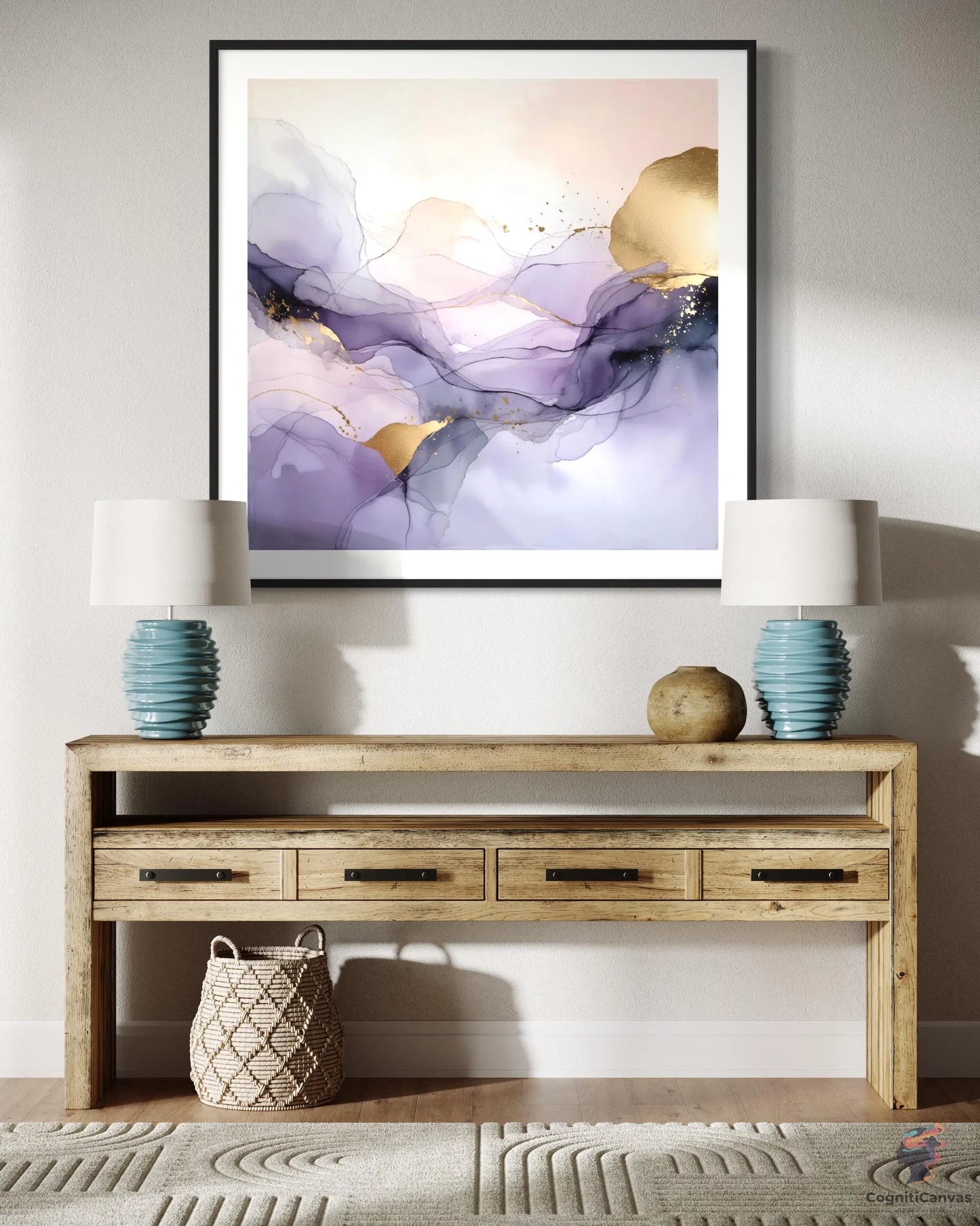 Lavender Gold Fluid Abstract Art | Modern Digital Wall Print CognitiCanvas