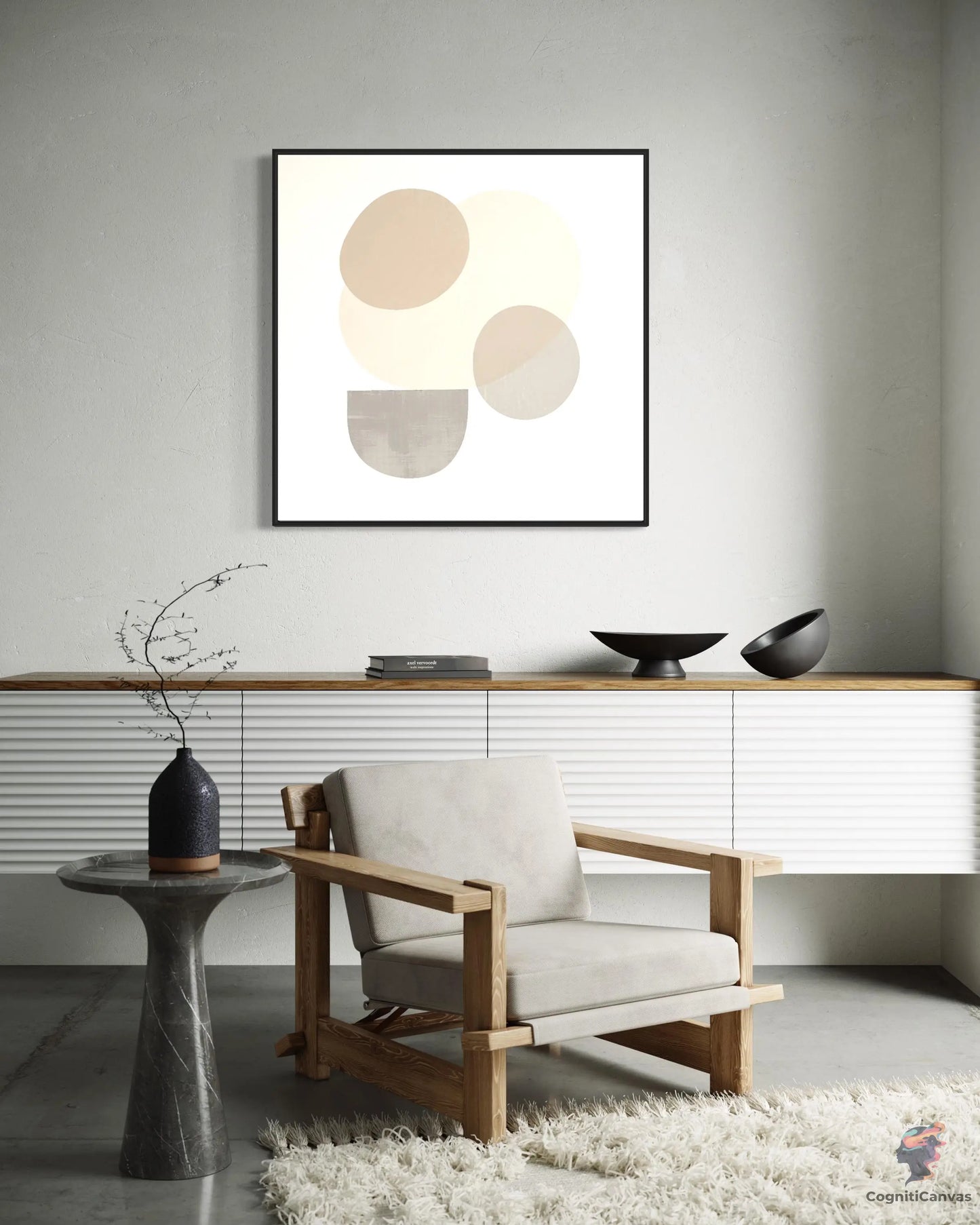 Minimalist Abstract Art Print - Geometric Shapes, Muted Tone | Minimalist Abstract Art CognitiCanvas