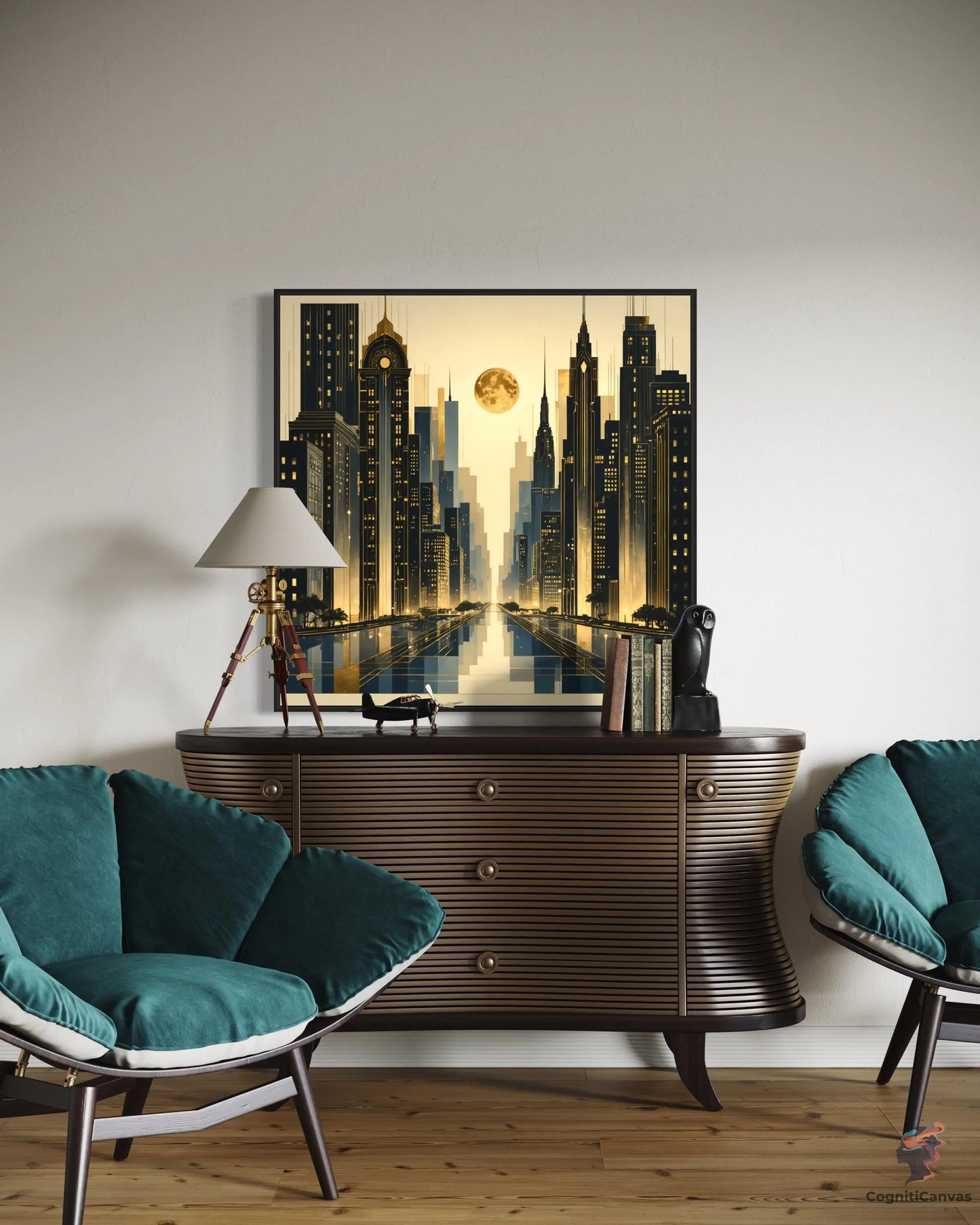 Modern Cityscape Artwork - AI-Generated Skyscraper Painting CognitiCanvas