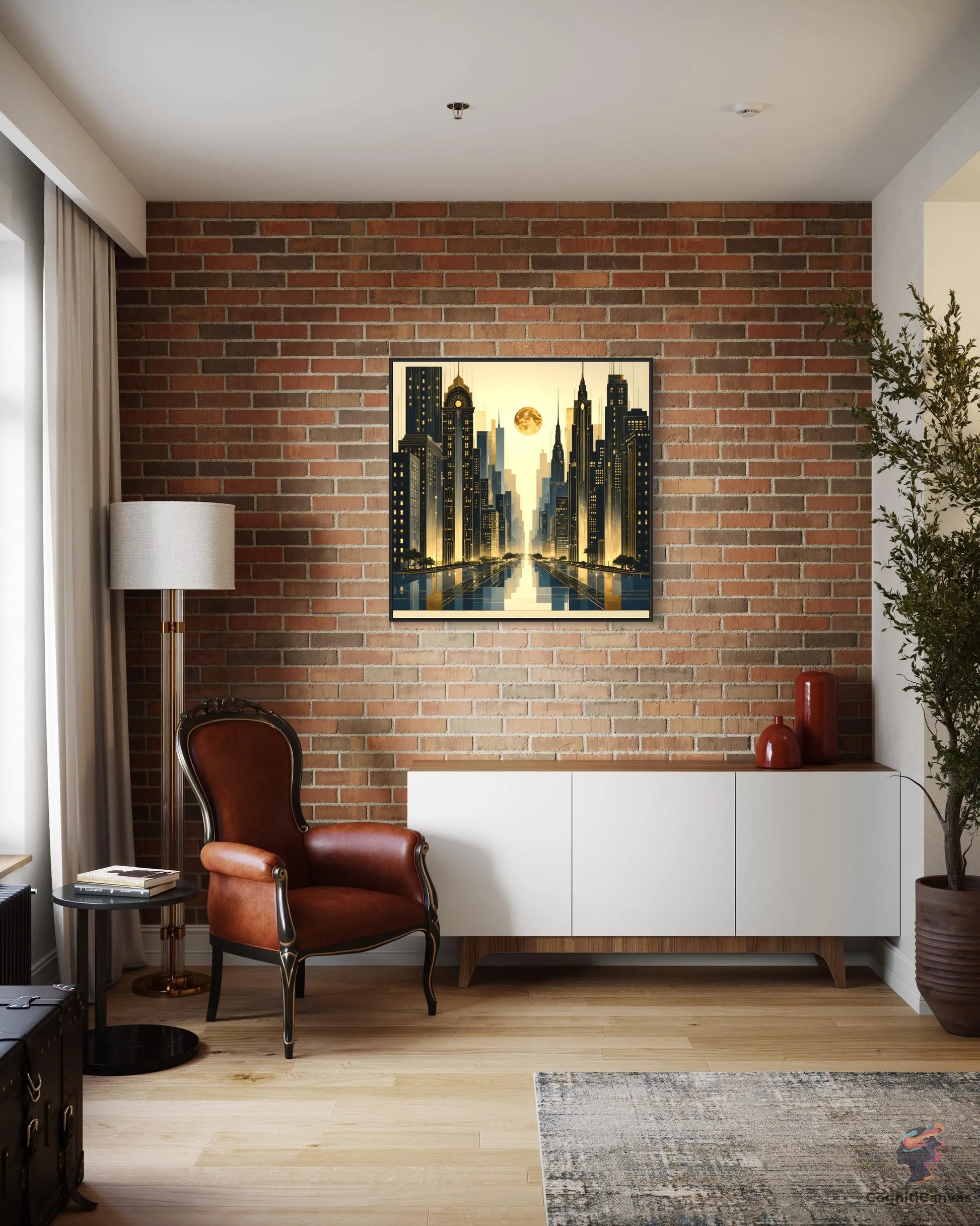 Modern Cityscape Artwork - AI-Generated Skyscraper Painting CognitiCanvas