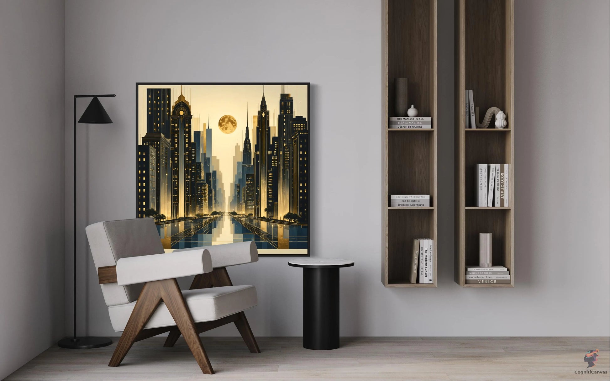 Modern Cityscape Artwork - AI-Generated Skyscraper Painting CognitiCanvas