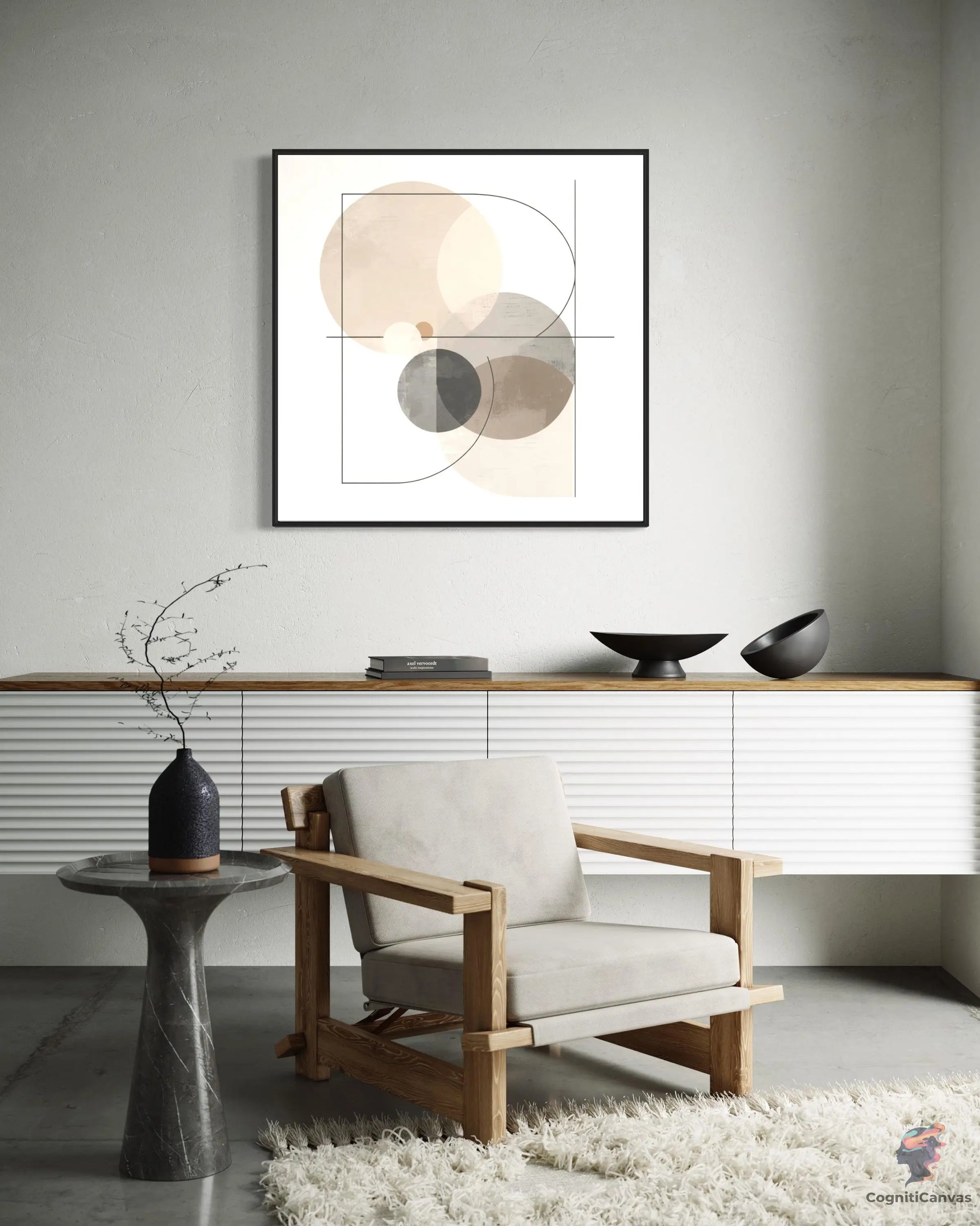 Modern Minimalist Abstract Art - Beige Cream Gray Geometric | Minimalist Abstract Art CognitiCanvas