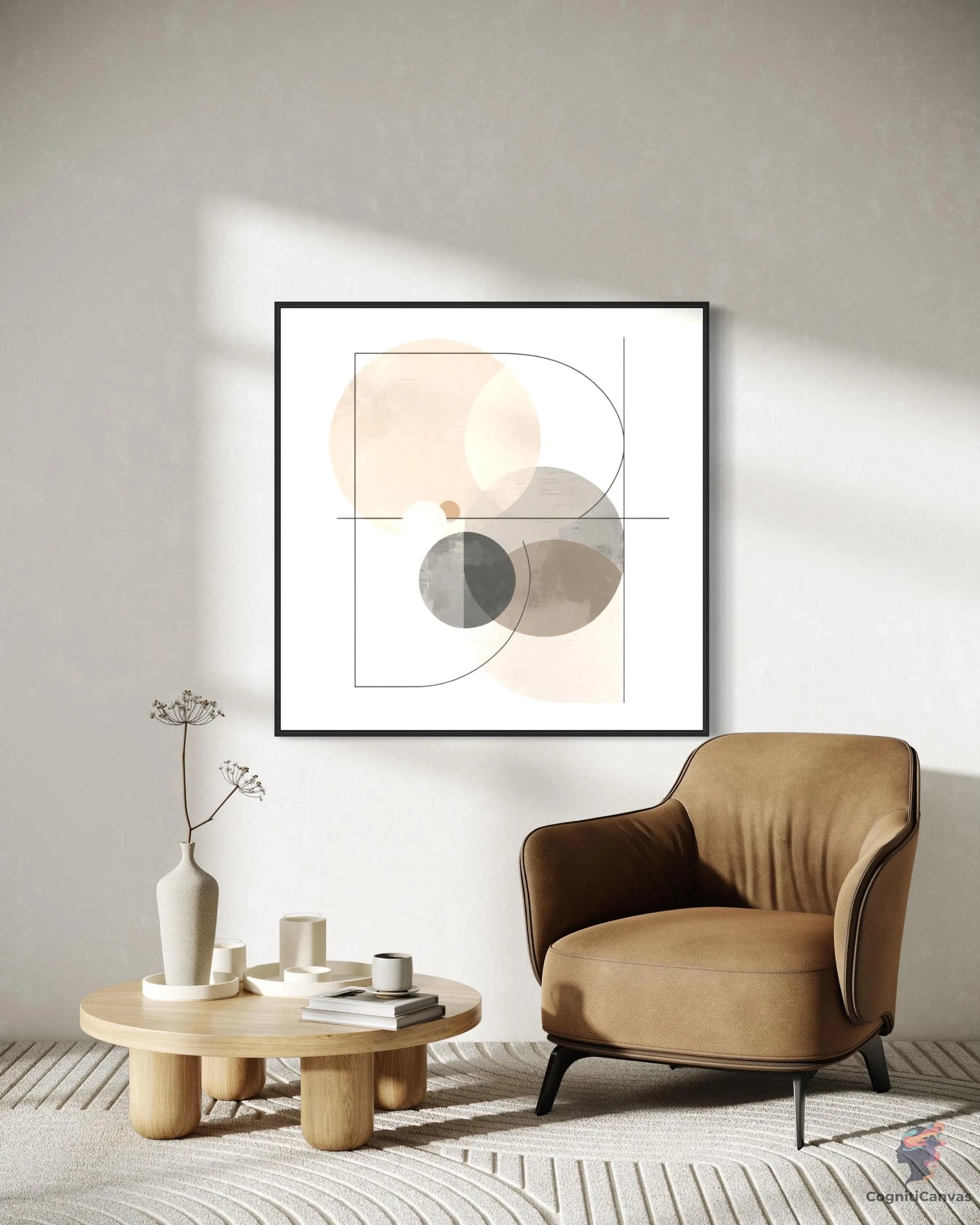 Modern Minimalist Abstract Art - Beige Cream Gray Geometric | Minimalist Abstract Art CognitiCanvas