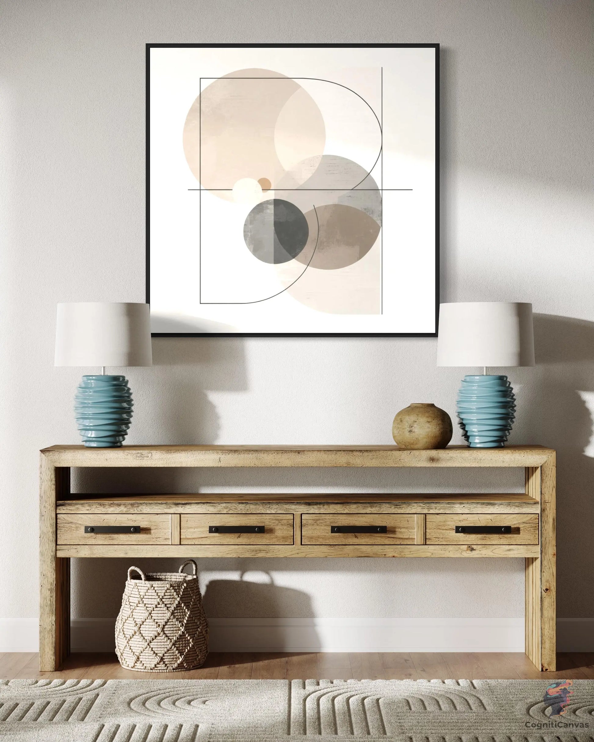 Modern Minimalist Abstract Art - Beige Cream Gray Geometric | Minimalist Abstract Art CognitiCanvas