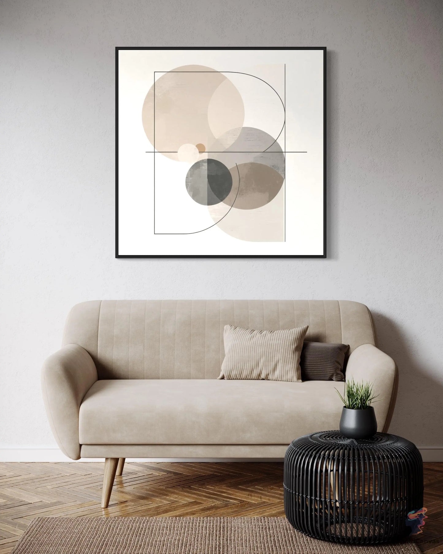 Modern Minimalist Abstract Art - Beige Cream Gray Geometric | Minimalist Abstract Art CognitiCanvas