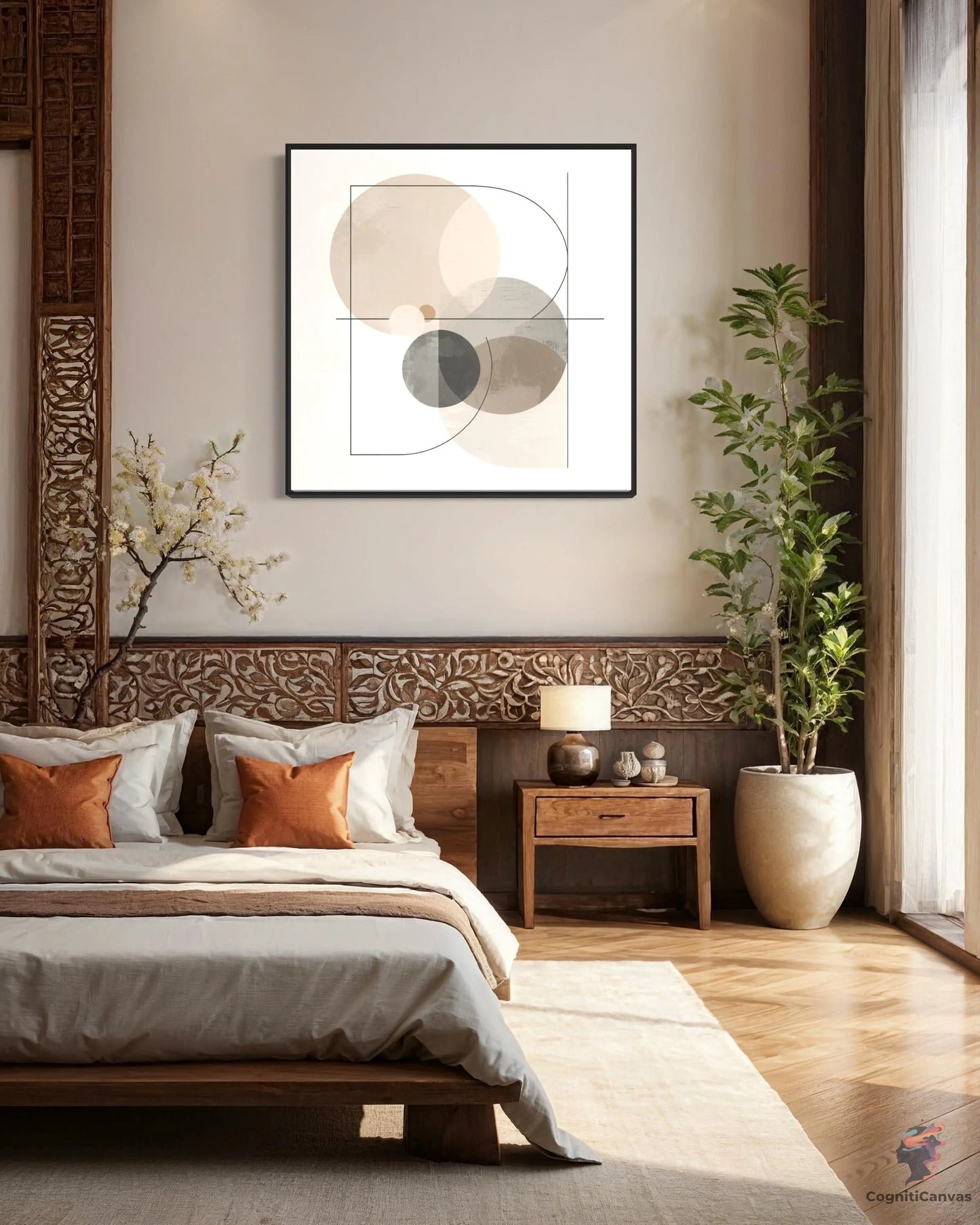 Modern Minimalist Abstract Art - Beige Cream Gray Geometric | Minimalist Abstract Art CognitiCanvas