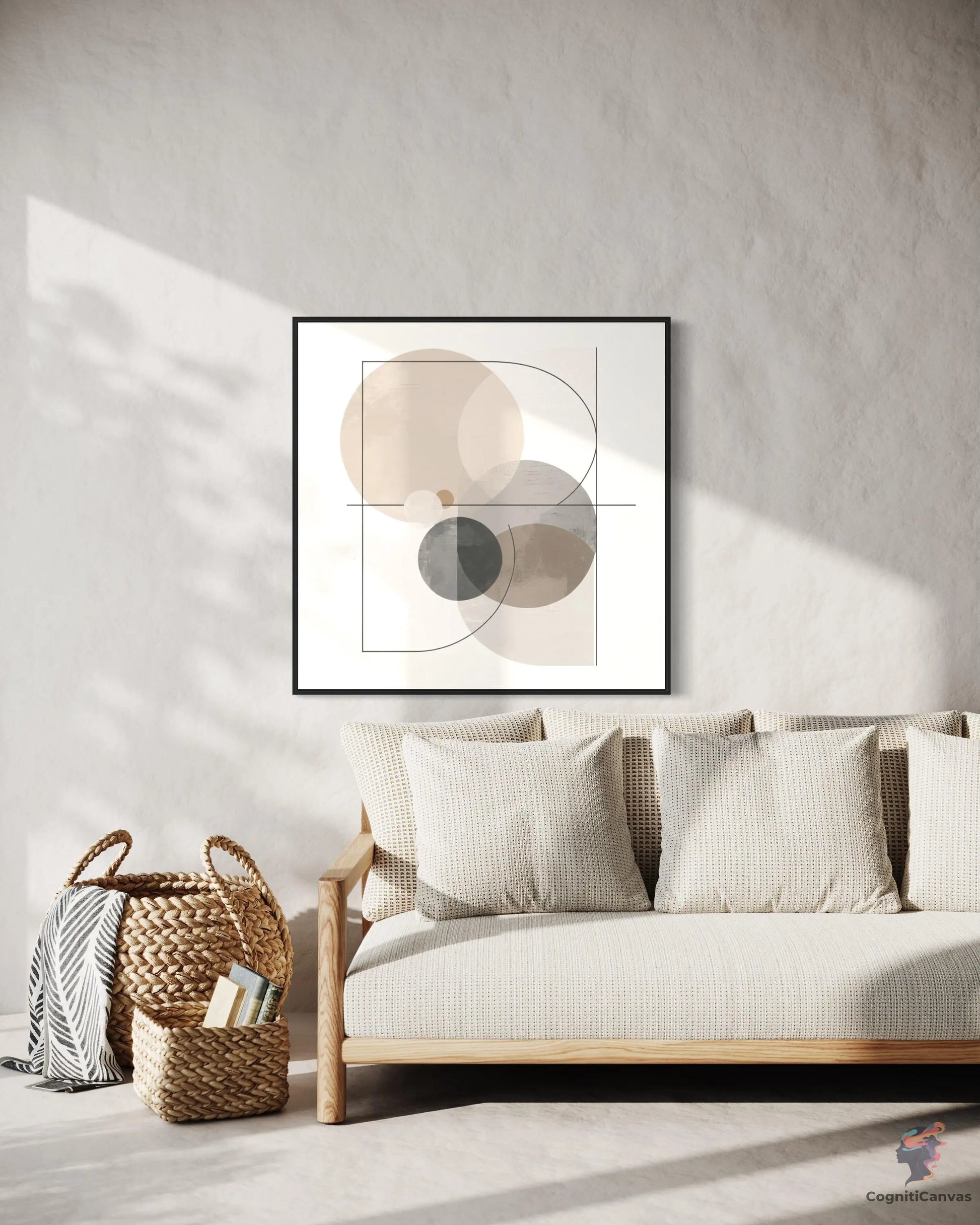 Modern Minimalist Abstract Art - Beige Cream Gray Geometric | Minimalist Abstract Art CognitiCanvas