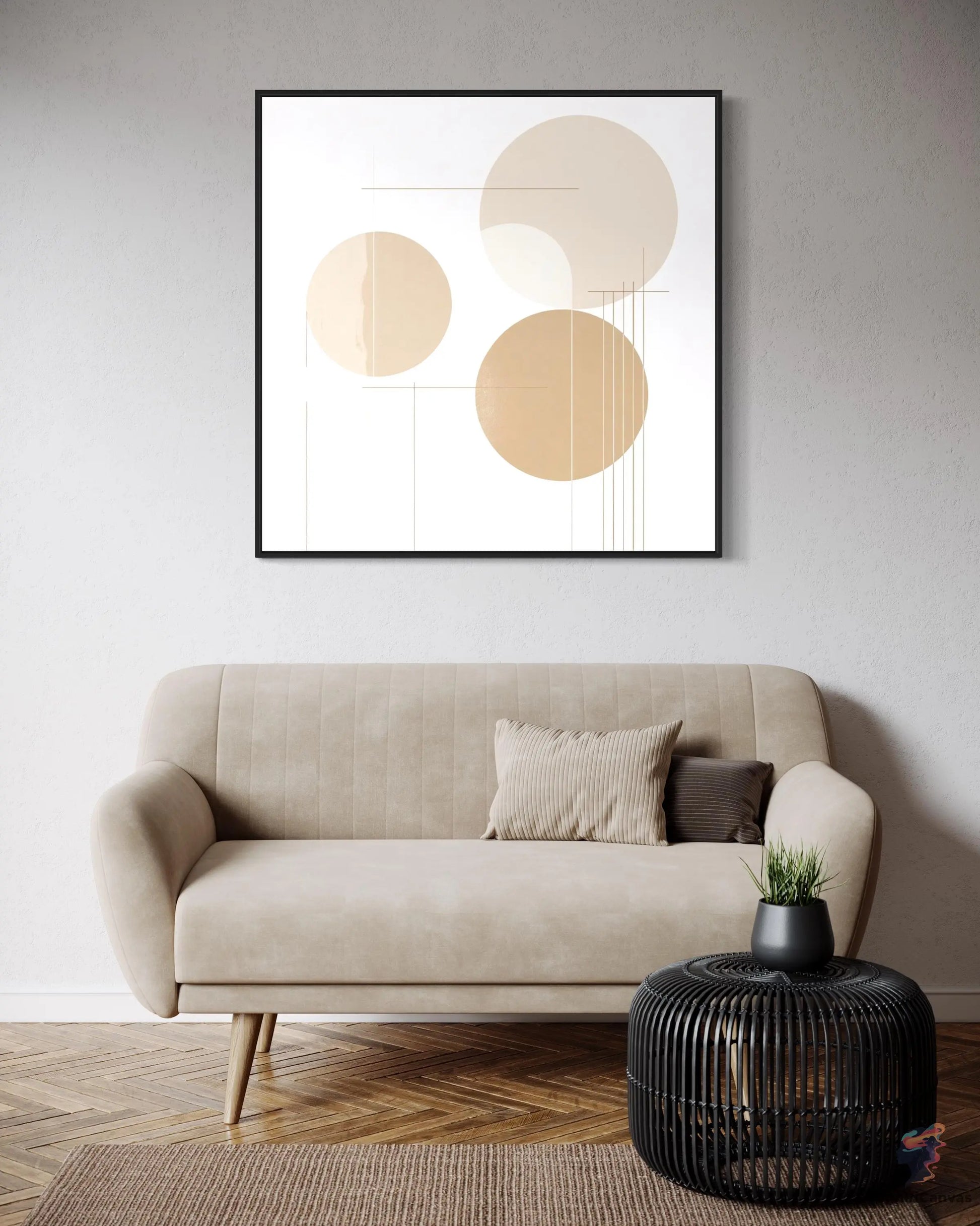 Modern Minimalist Abstract Art with Geometric Shapes in Mute | Modern Digital Wall Art CognitiCanvas