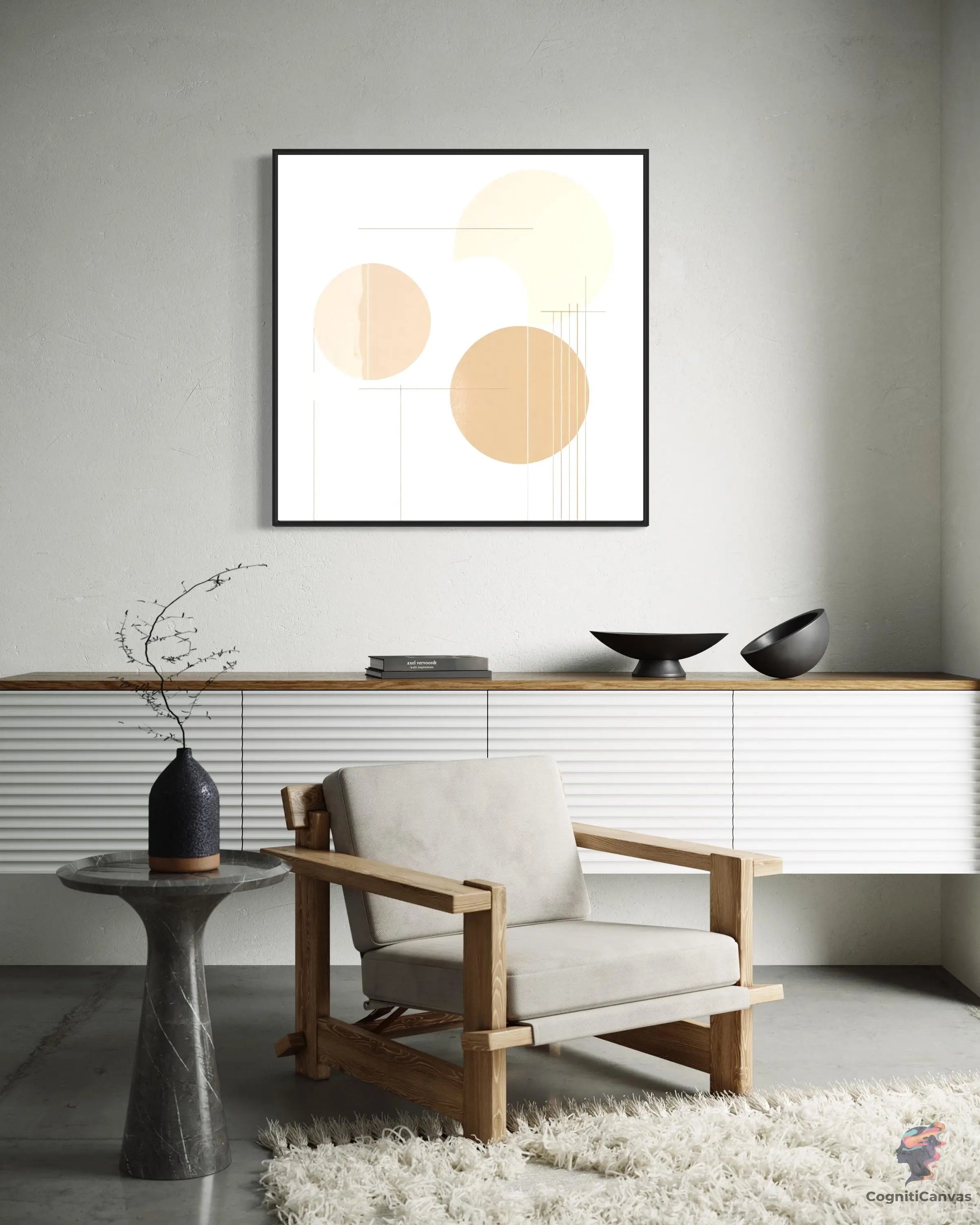 Modern Minimalist Abstract Art with Geometric Shapes in Mute | Modern Digital Wall Art CognitiCanvas