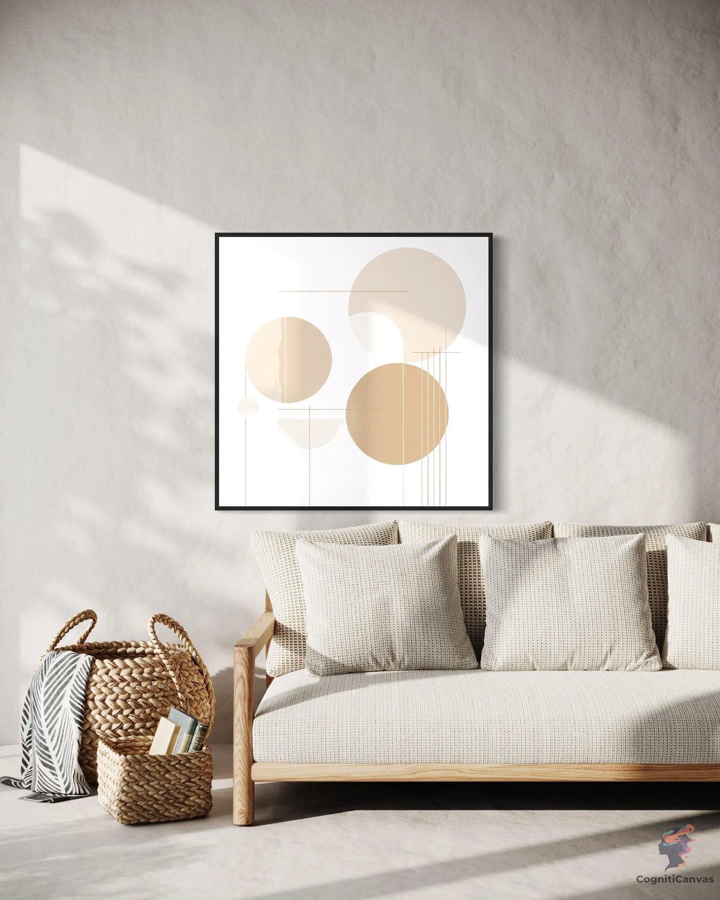 Modern Minimalist Abstract Art with Geometric Shapes in Mute | Modern Digital Wall Art CognitiCanvas