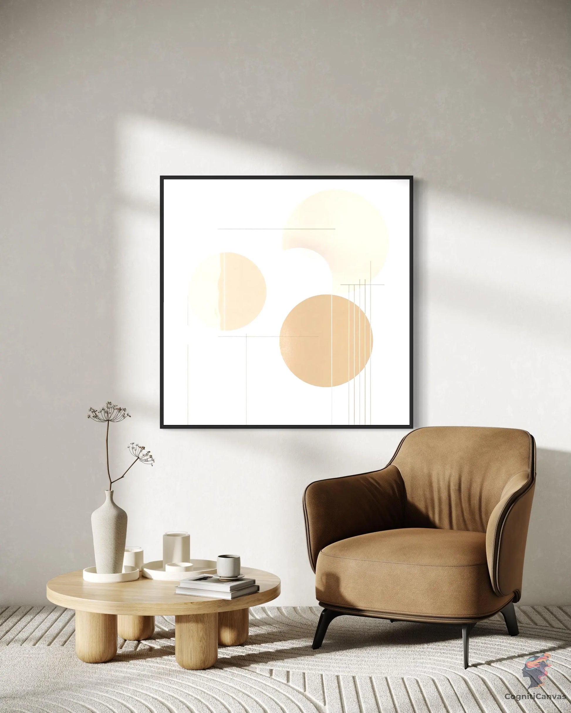 Modern Minimalist Abstract Art with Geometric Shapes in Mute | Modern Digital Wall Art CognitiCanvas